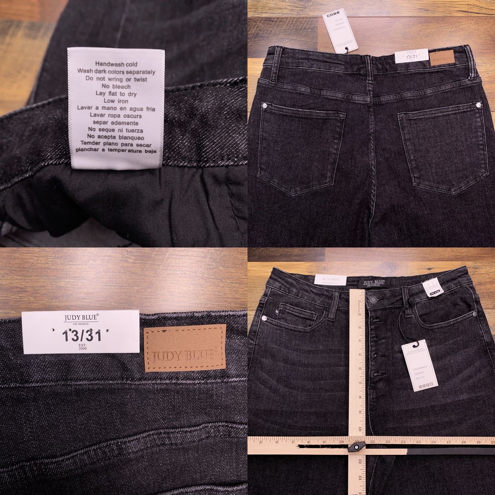 Vintage Judy Blue Jeans 31 Black Wide-Leg Stretch Button Fly 5-Pocket City Womens Vote: Union? Size 24" / US 00 / IT 34 - 9 Thumbnail