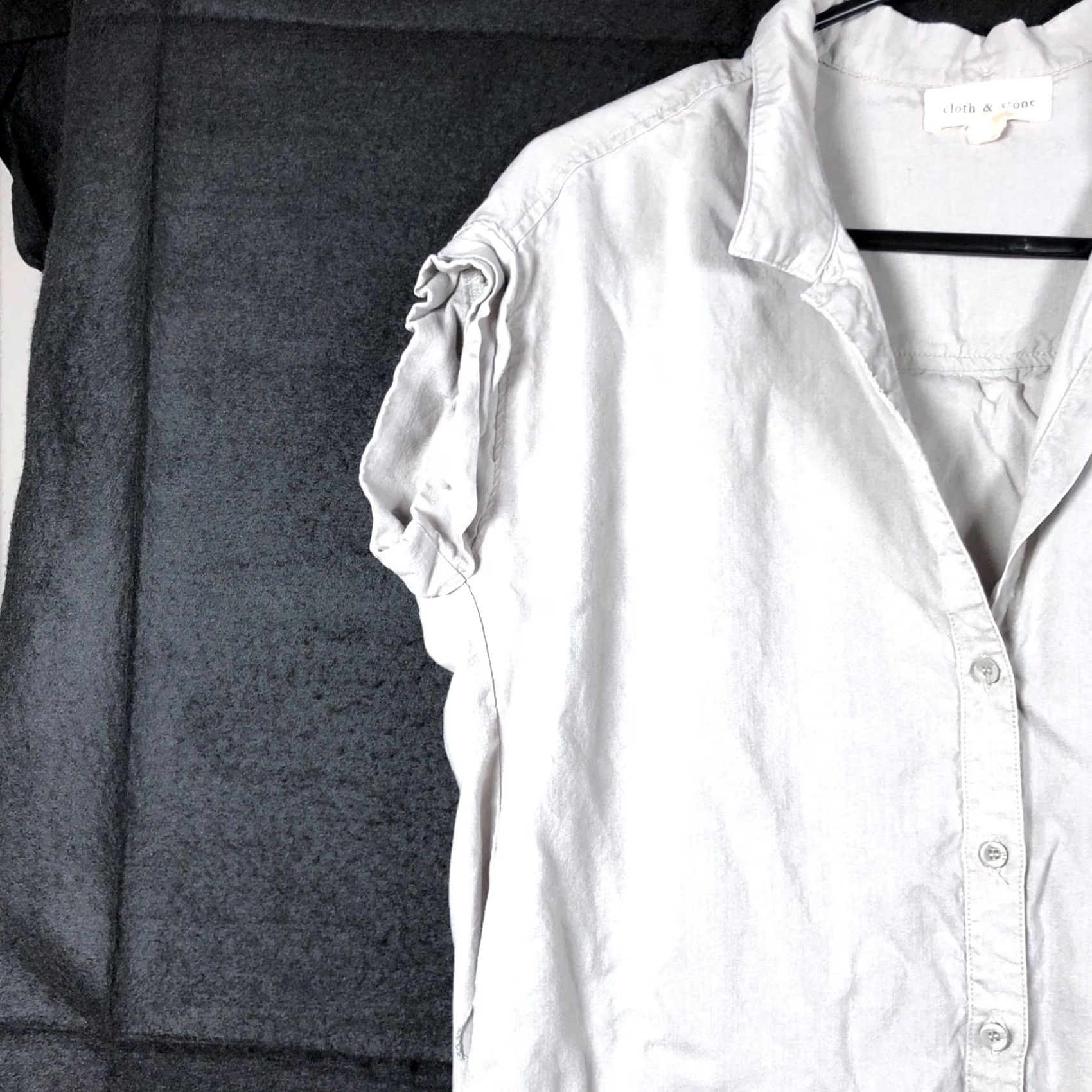 CLOT Cloth & Stone Womens Shirt Gray Collared Oversized Button Down Small Shirt Short Sleeve Casual Workwear Size S / US 4 / IT 40 - 4 Thumbnail