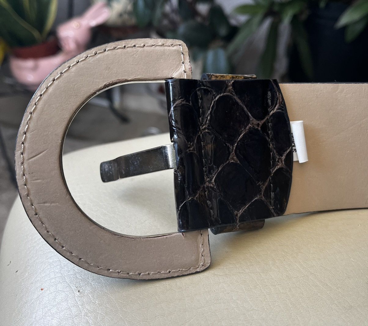 Banana Republic Python print real leather belt Size ONE SIZE - 2 Thumbnail