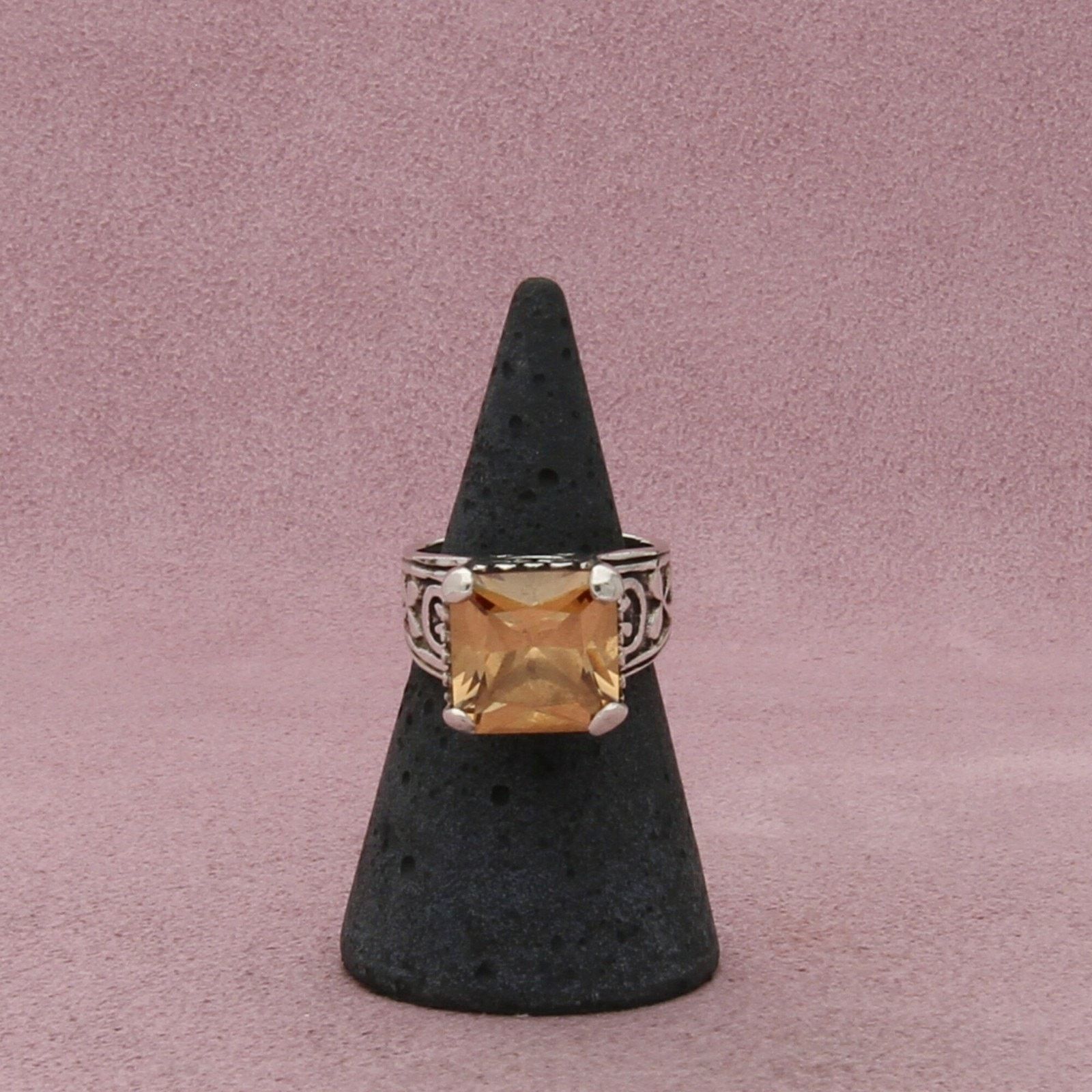 Sterling Silver sterling silver yellow cz scroll ring size 5.75 Size ONE SIZE - 3 Thumbnail