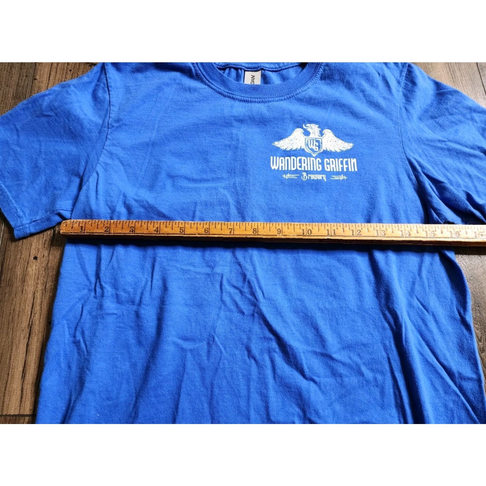 Gildan Mens S T-Shirt Unisex Adults Blue Cotton Blend Double-Sided Logo Gildan Bevo? Size US S / EU 44-46 / 1 - 2 Thumbnail