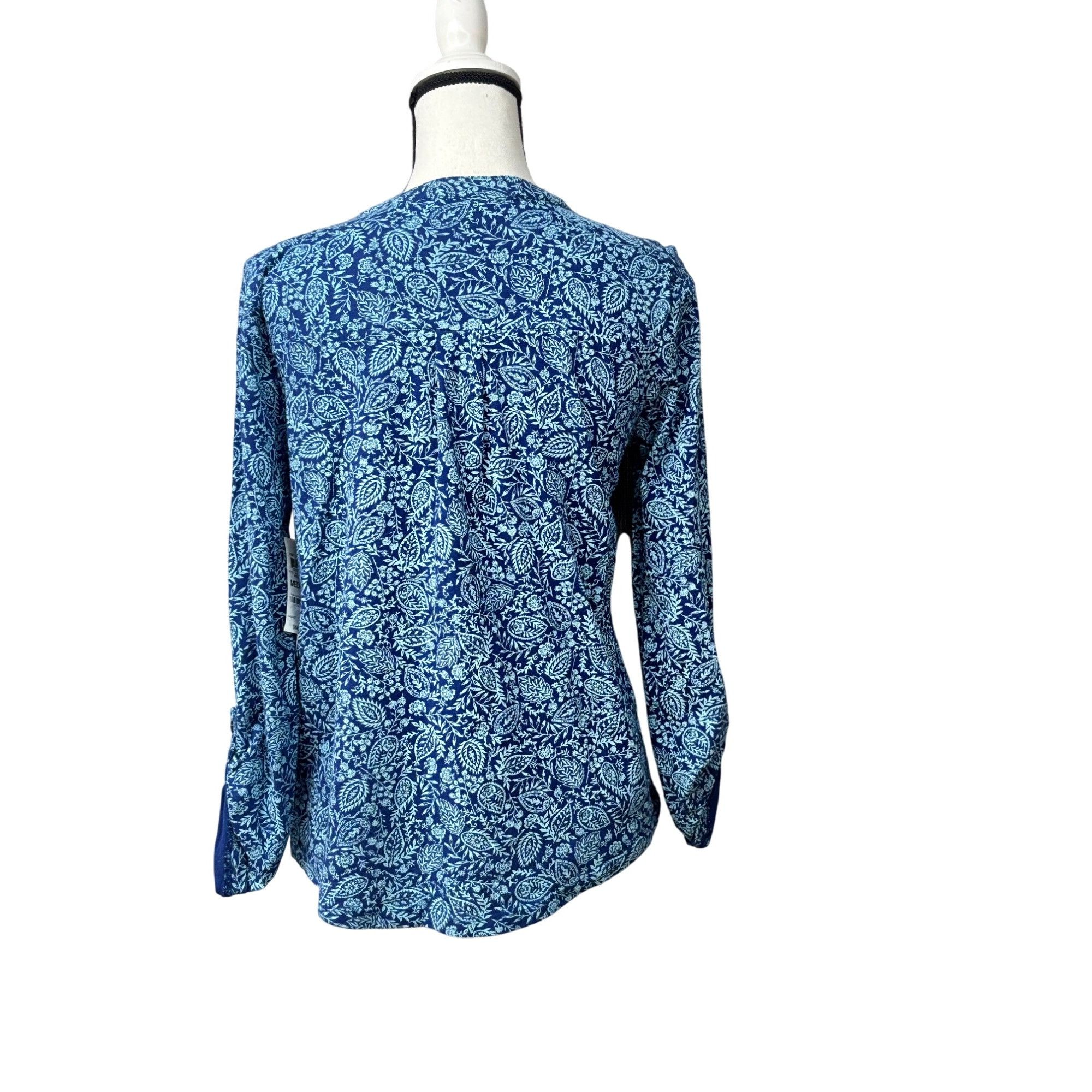 Style & Co Style & Co Cotton Printed Henley T-Shirt, Indigo Paisley, Sz Size M / US 6-8 / IT 42-44 - 3 Thumbnail