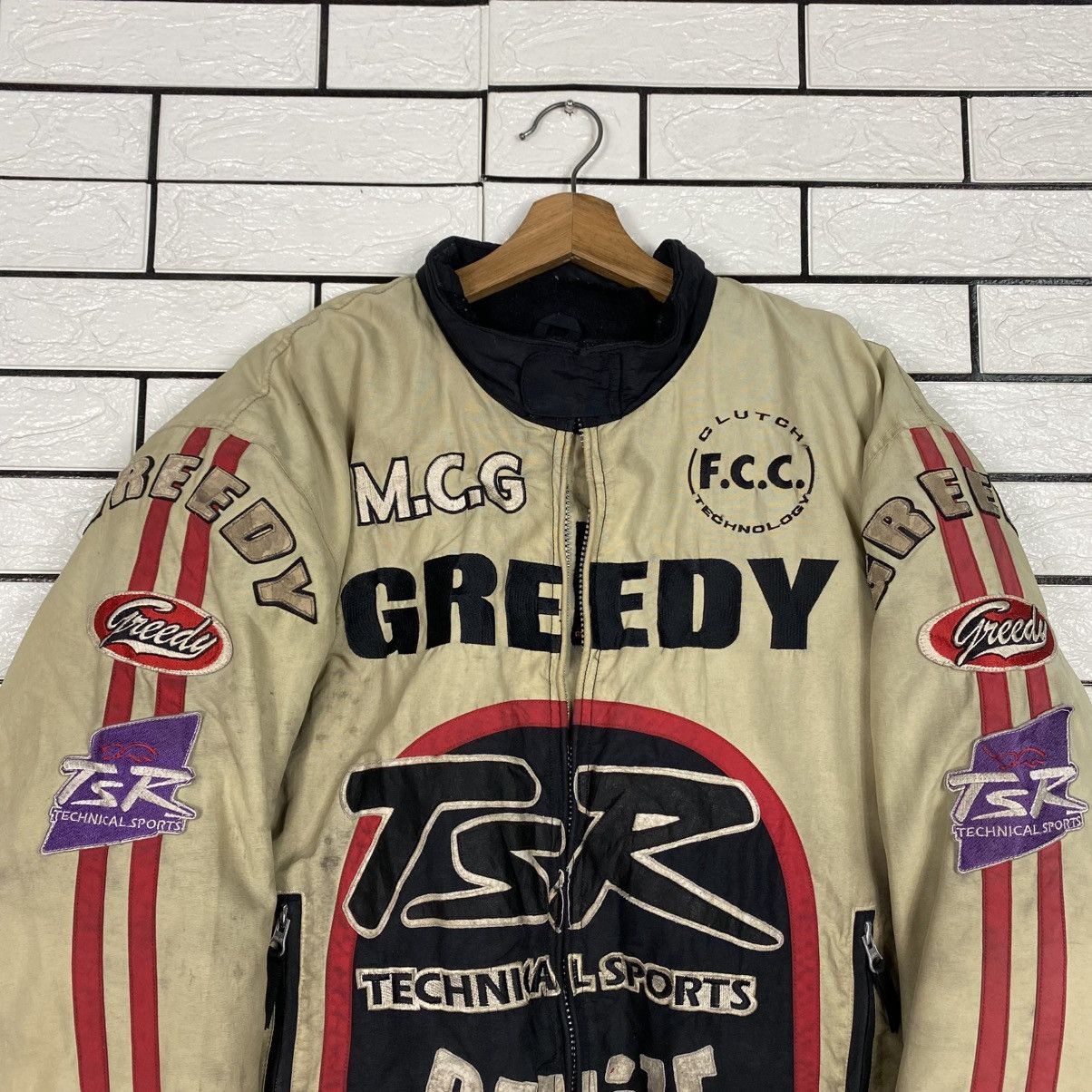 Japanese Brand Vintage Biker Jacket Cafe Racer Greedy Big Logo Size US L / EU 52-54 / 3 - 4 Thumbnail
