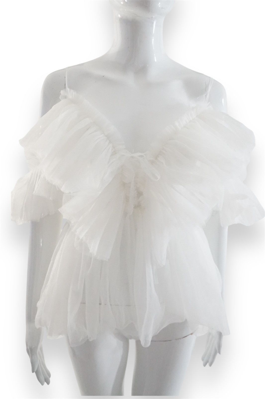 Vintage Vintage white tulle top Size M / US 6-8 / IT 42-44 - 3 Thumbnail