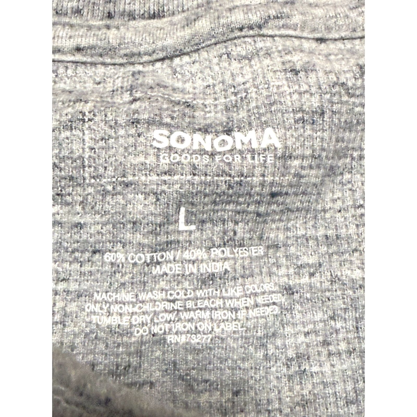 Vintage Sonoma Shirt, Men's Large, Gray, Long Sleeve, Henley, 1/4 Button, T-Shirt, Regular Size L / US 10 / IT 46 - 5 Thumbnail