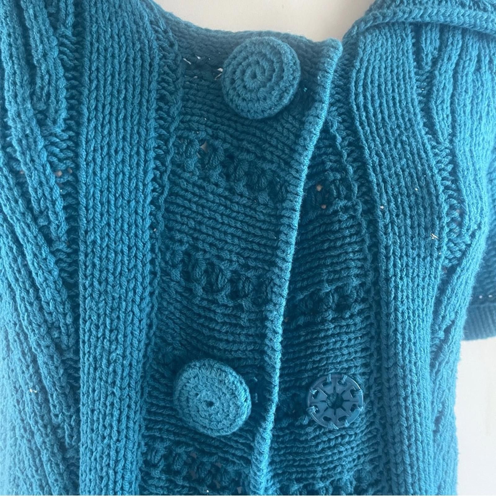 Other dressbarn Teal Button-Up Women's Cardigan Size S / US 4 / IT 40 - 3 Thumbnail