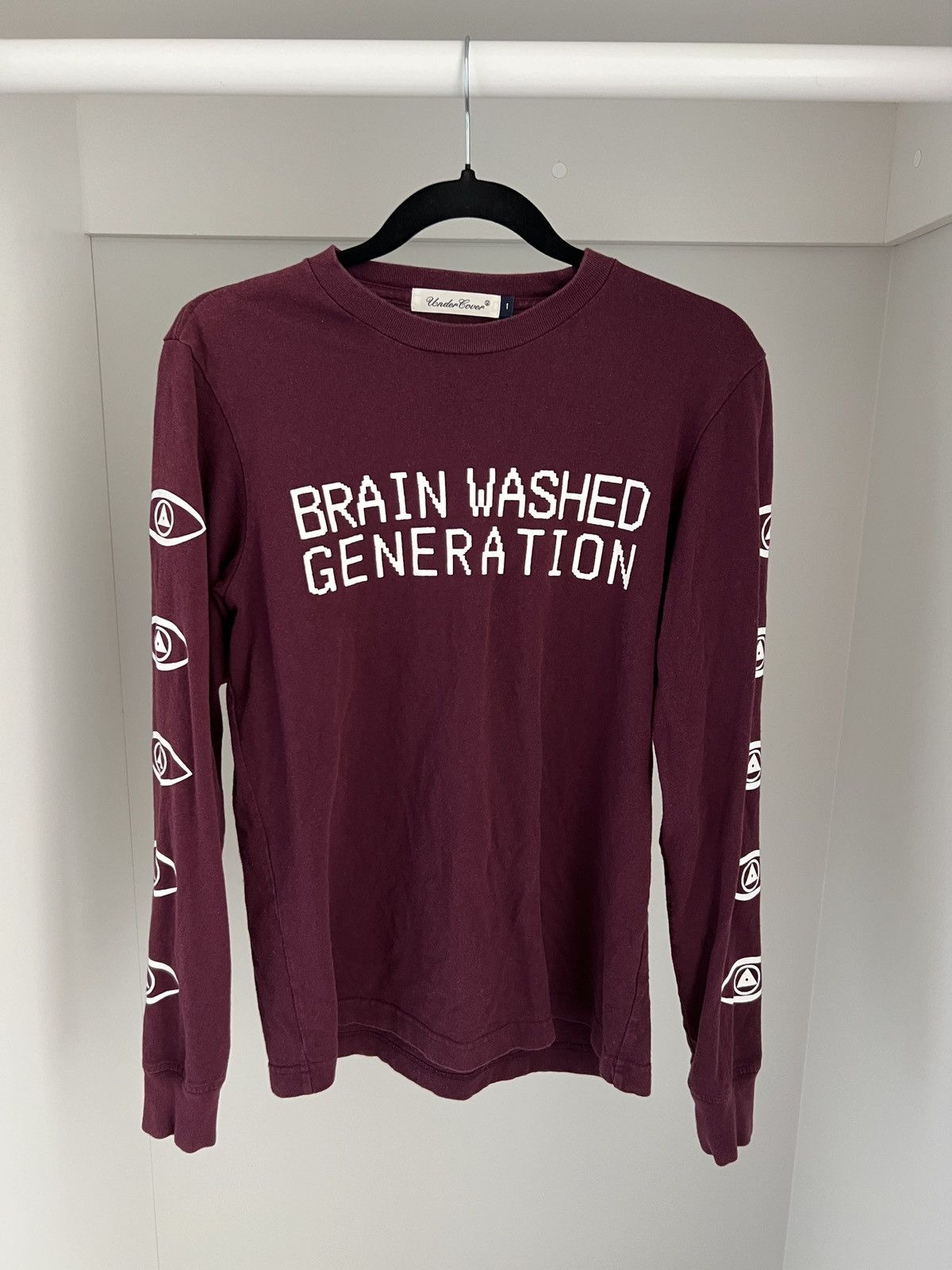 image of Undercover Brainwashed Generation Long Sleeve T-Shirt in Burgundy, Men's (Size Small)