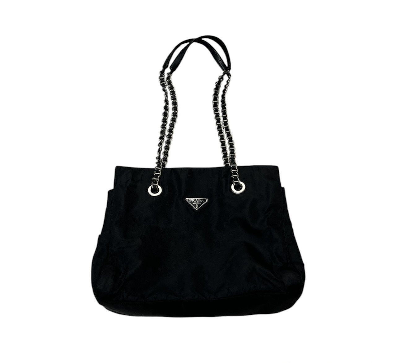 Vintage Prada nylon metal chain handbag tote bag milano