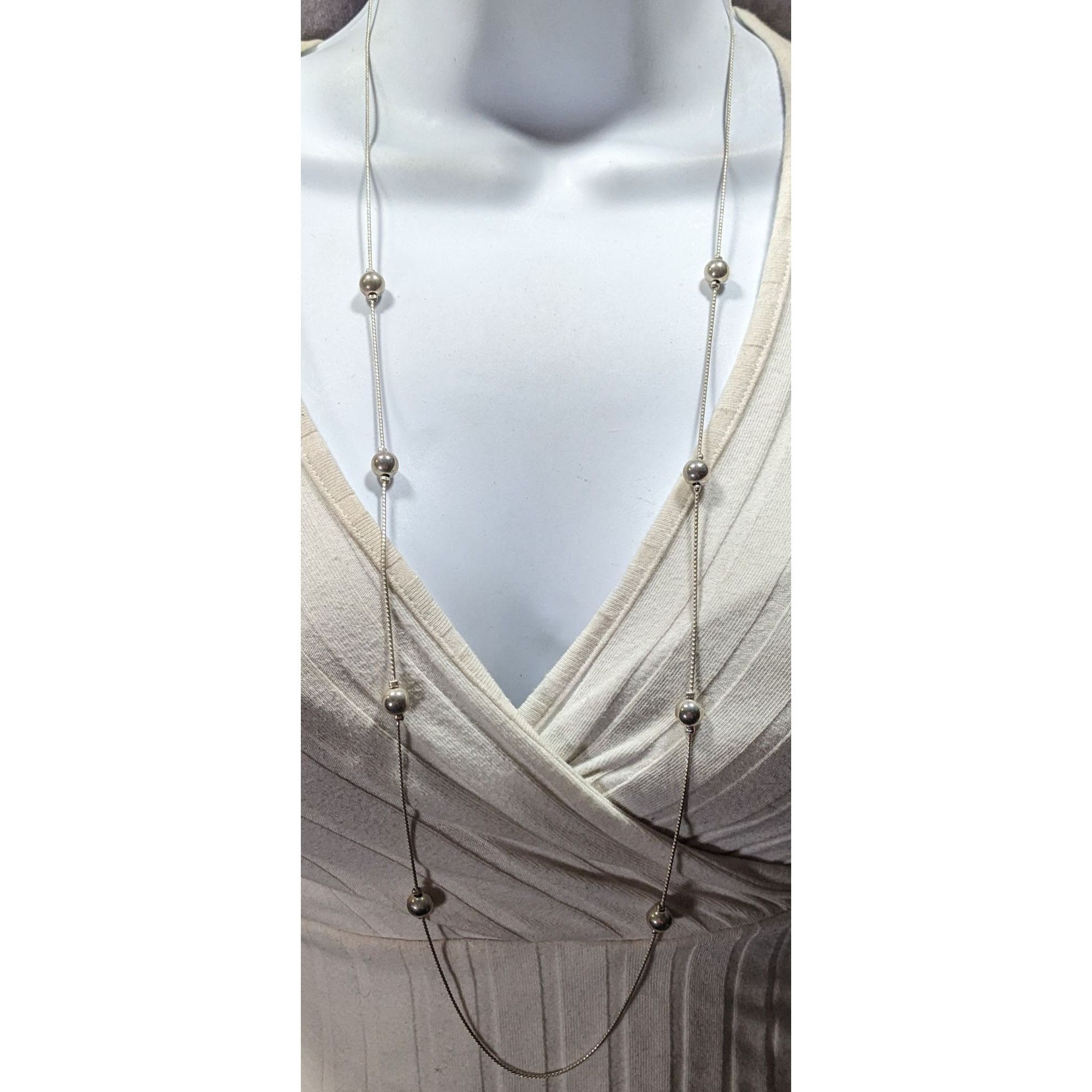 Other Modern Silver Tone Ball Beaded Station Necklace Size ONE SIZE - 1 Thumbnail