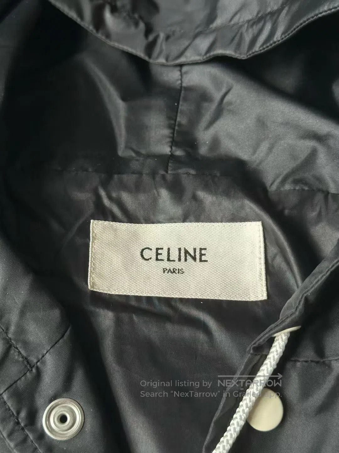 Celine CELINE Black Nylon Hooded Shell Jacket| Size XS / US 0-2 / IT 36-38 - 3 Thumbnail