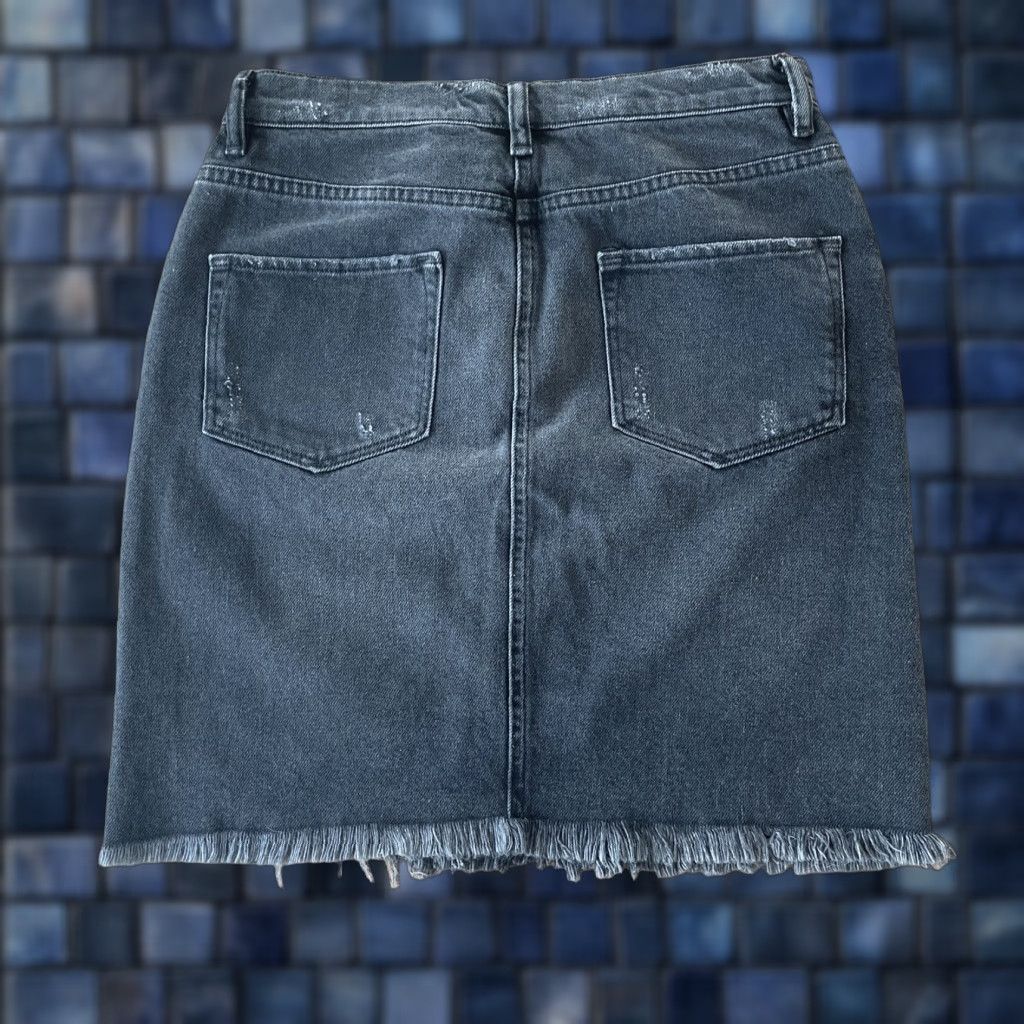 Allsaints All Saints Denim Skirt Womens 6 Black High Waist Mini Pencil Jean Distress Size 28" / US 6 / IT 42 - 1 Thumbnail