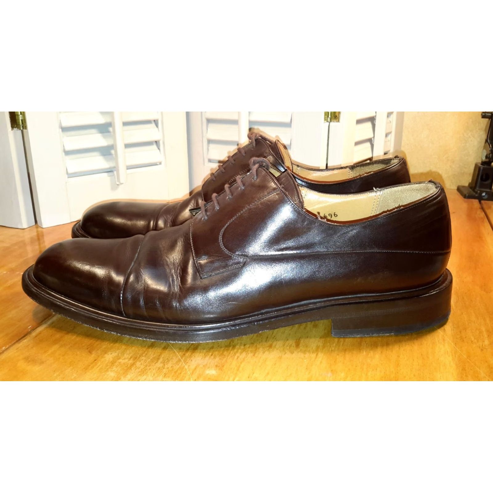 Mezlan Mezlan Piazza Brown Leather Mens Oxford Cap-Toe Dress Shoes sz.10 M Spain Size US 10 / EU 43 - 3 Thumbnail