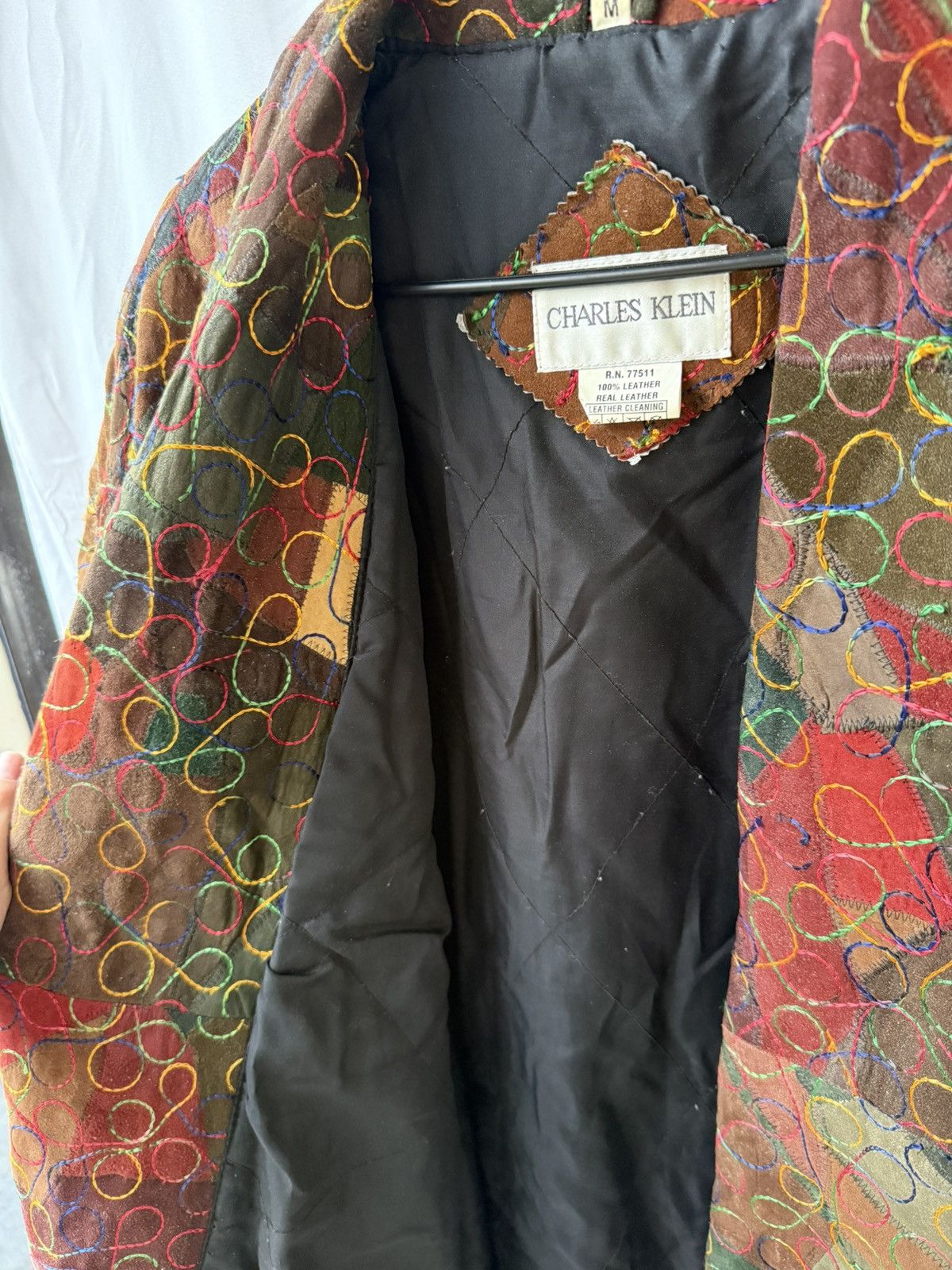 Other Vintage Charles Klein 100% Leather Patchwork Coat M Boho Size M / US 6-8 / IT 42-44 - 4 Thumbnail