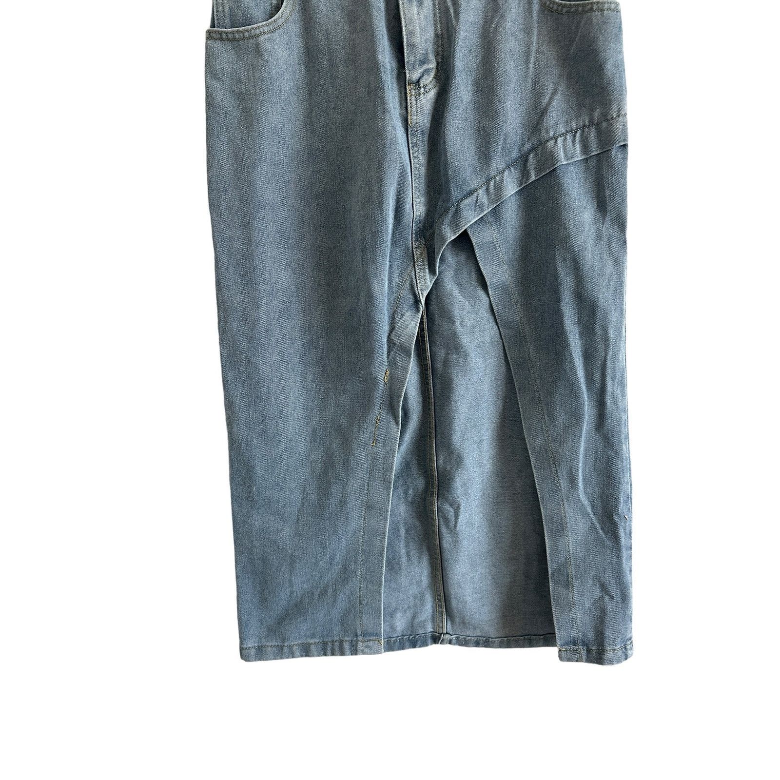 Other Light Blue Wash Slit Denim Pocket Cotton Blend Midi Skirt Size 30" / US 8 / IT 44 - 3 Thumbnail