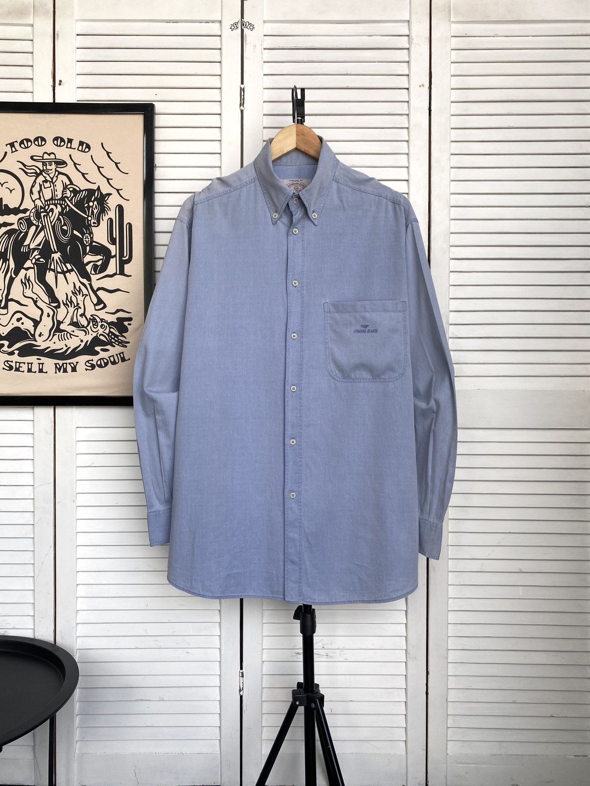 Vintage Armani Jeans Italy Button Up Shirt Archive