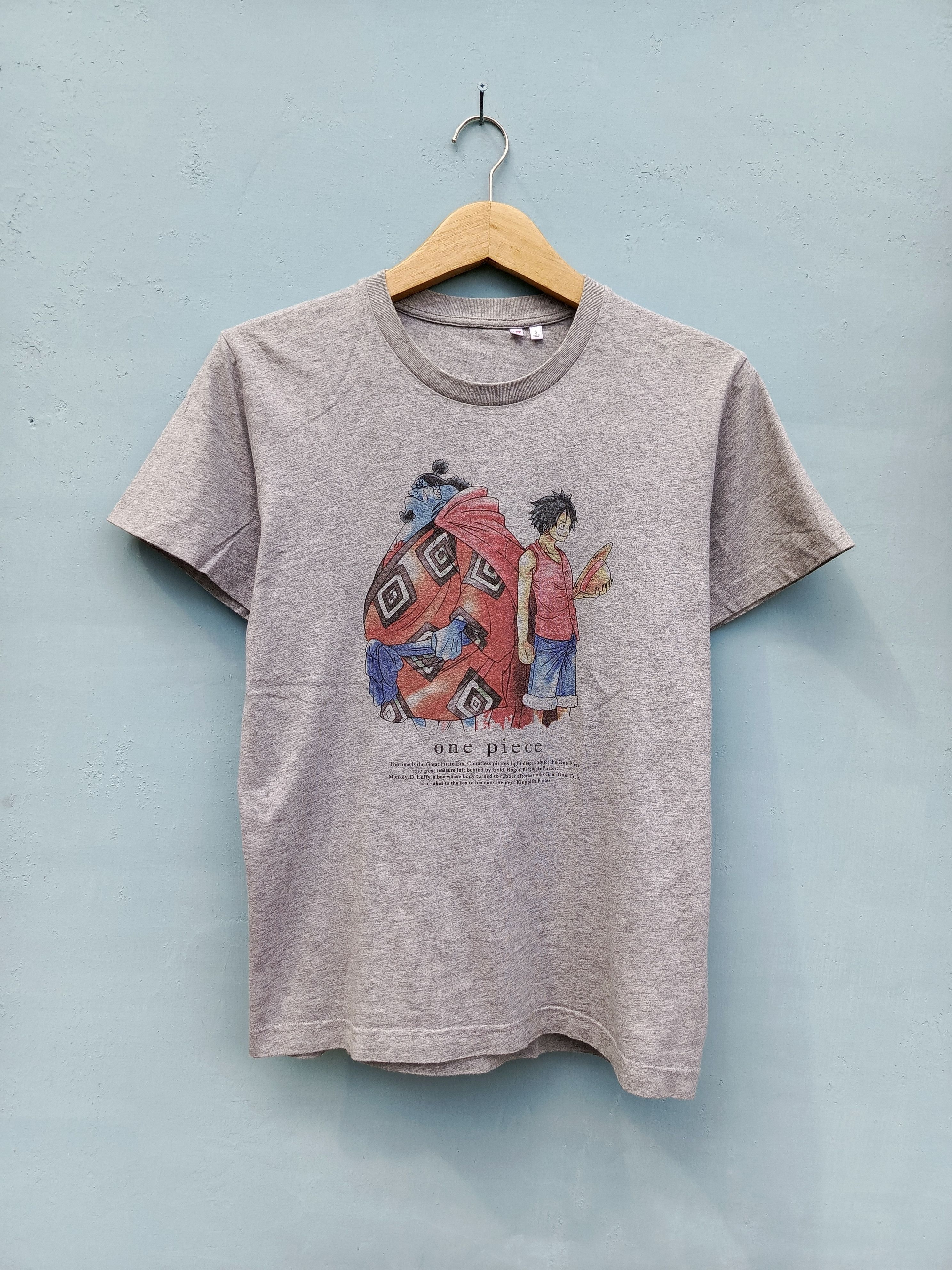 image of One Piece Luffy And Jinbe Tshirt in Grey, Men's (Size Small)