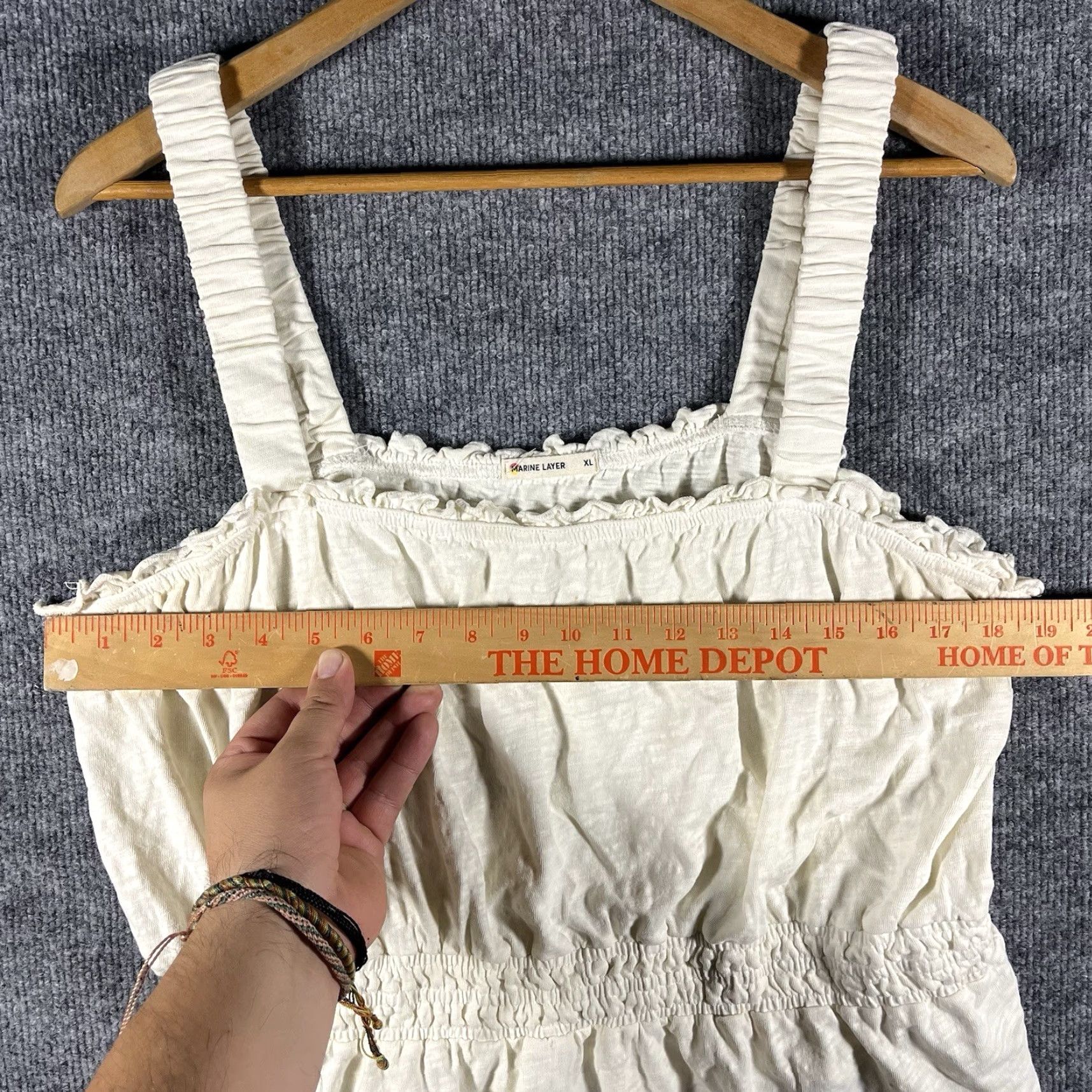 Marine Layer MARINE LAYER Square Neck Smocked Tank Top Women's XL White Basic Size XL / US 12-14 / IT 48-50 - 3 Thumbnail