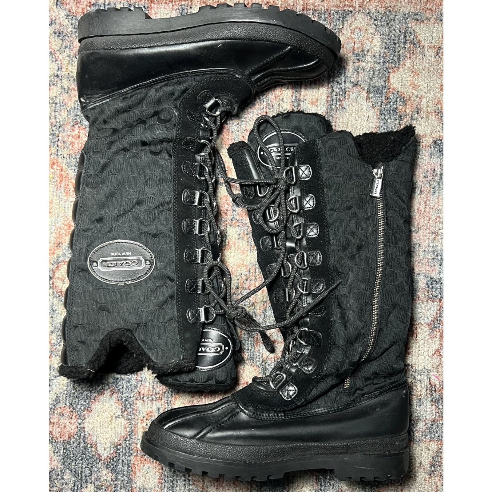 Coach Coach Libby Black Boots Lace Up Zipper Monogram Logo Size 8 B Womens Size US 8 / IT 38 - 2 Thumbnail