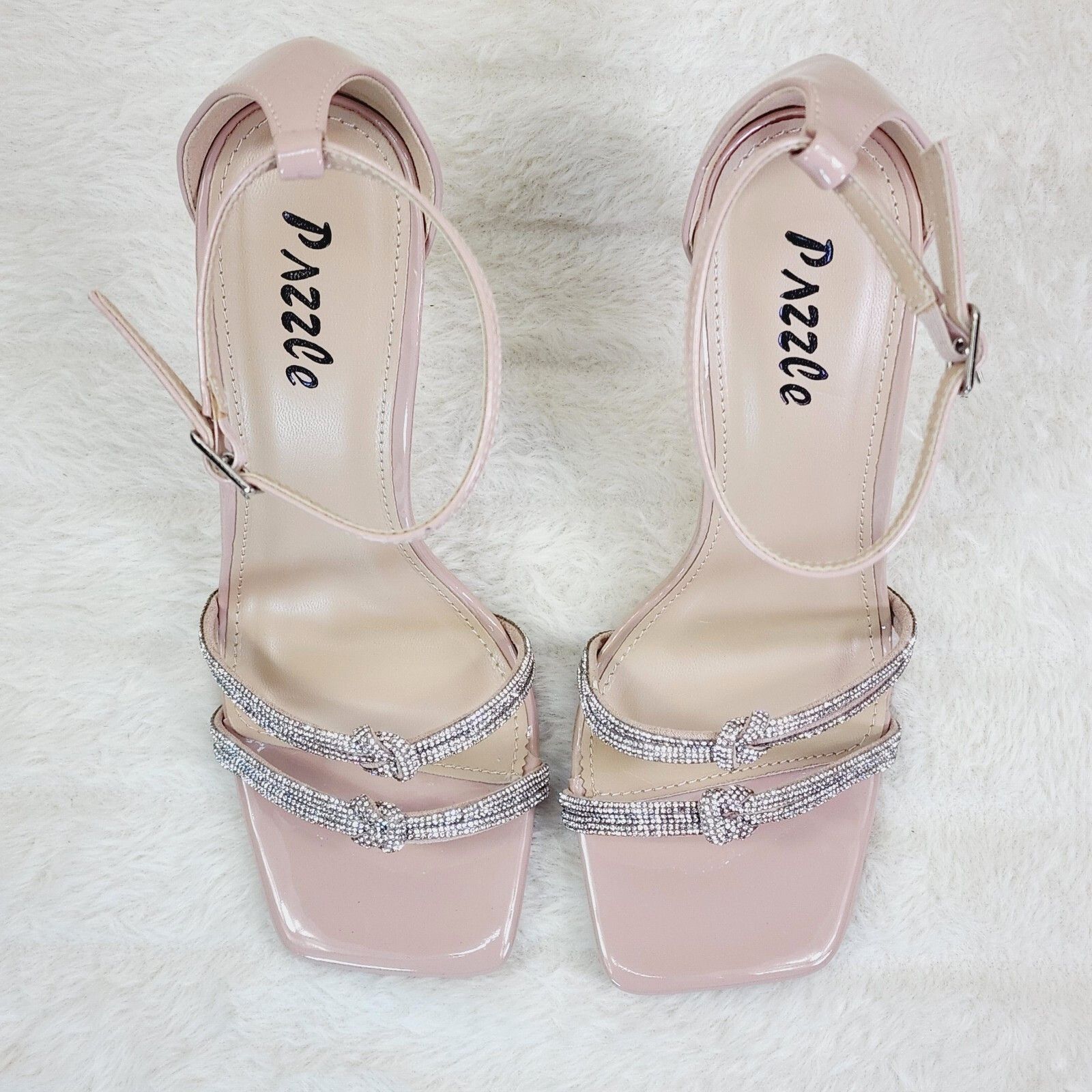 Other Symm Nude Patent Rhinestone Strap High Heel Stiletto Shoes ( Size US 11 / IT 41 - 5 Thumbnail