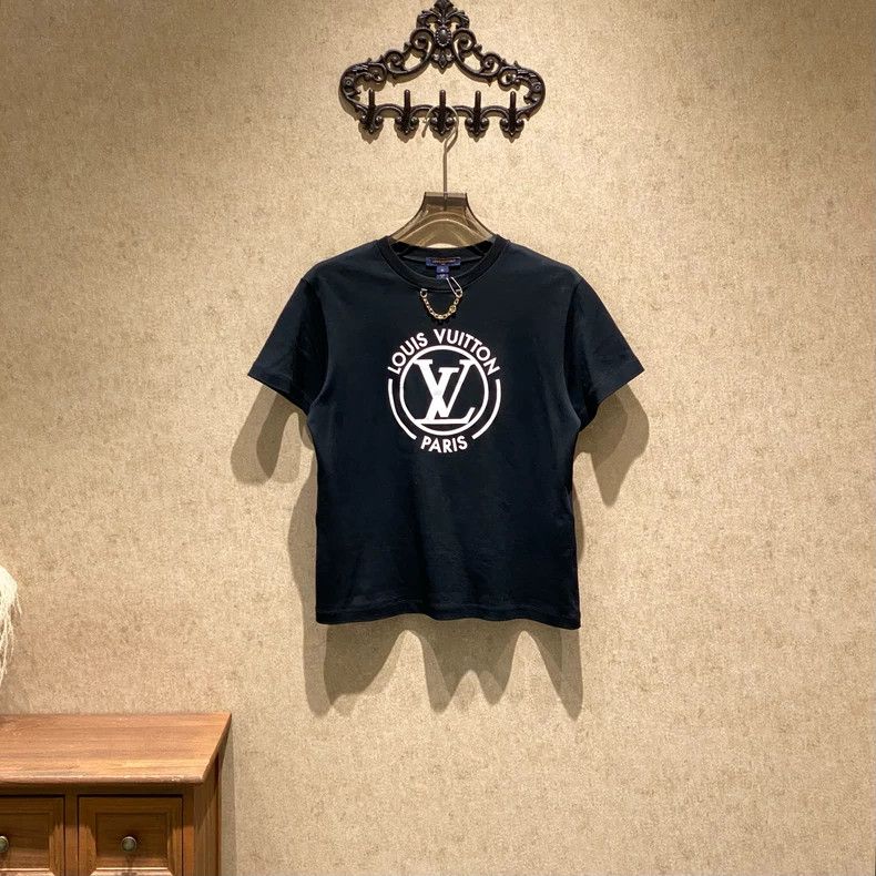 Louis Vuitton Louis Vuitton Black logo letters logo chain short sleeve Size M / US 6-8 / IT 42-44 - 2 Thumbnail