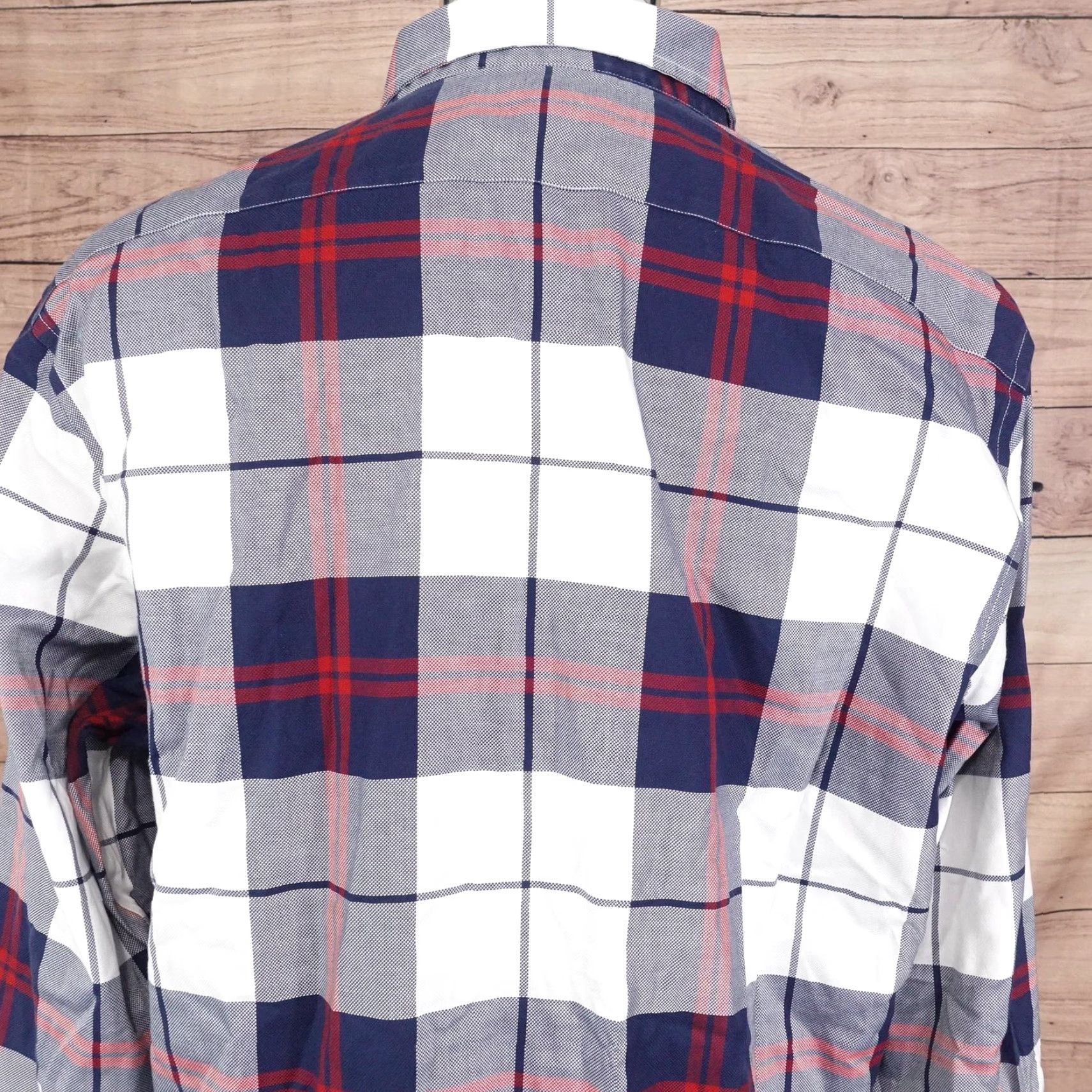 Banana Republic BANANA REPUBLIC Non-Iron Plaid Dress Shirt Mens XL Blue Gray Red Tailored Slim Fit Size US XL / EU 56 / 4 - 5 Thumbnail