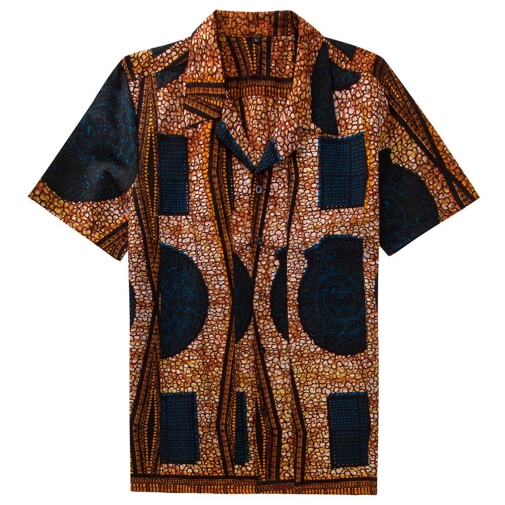 Other African Wax Print Men Shirt Short Sleeves Summer Size US L / EU 52-54 / 3 - 1 Thumbnail
