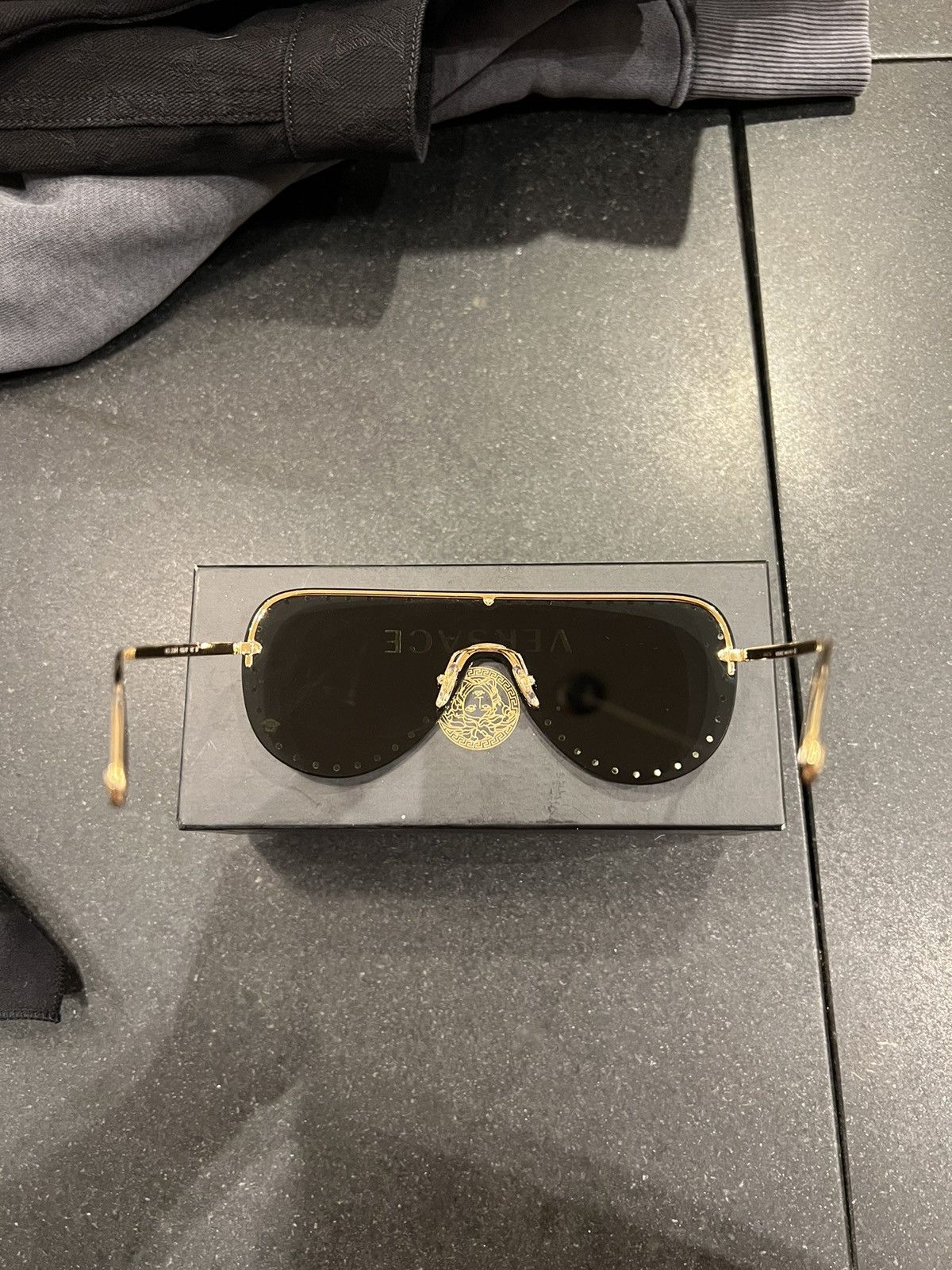 Versace Versace Black Gold Studs Sunglasses Size ONE SIZE - 6 Thumbnail