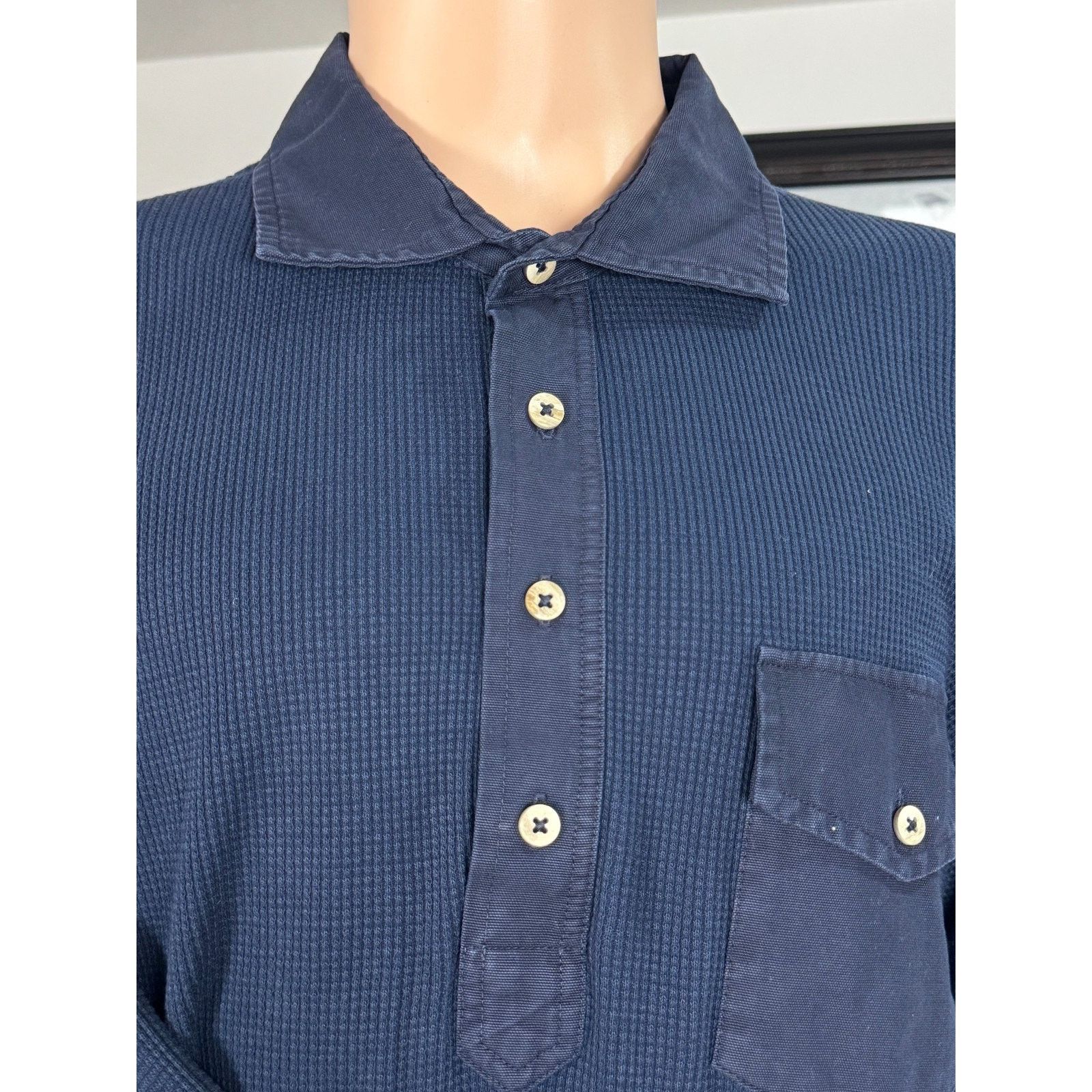 Eidos Napoli Eidos Napoli Waffle Knit Polo Shirt size 52/XL Blue Camicia Size US XL / EU 56 / 4 - 3 Thumbnail