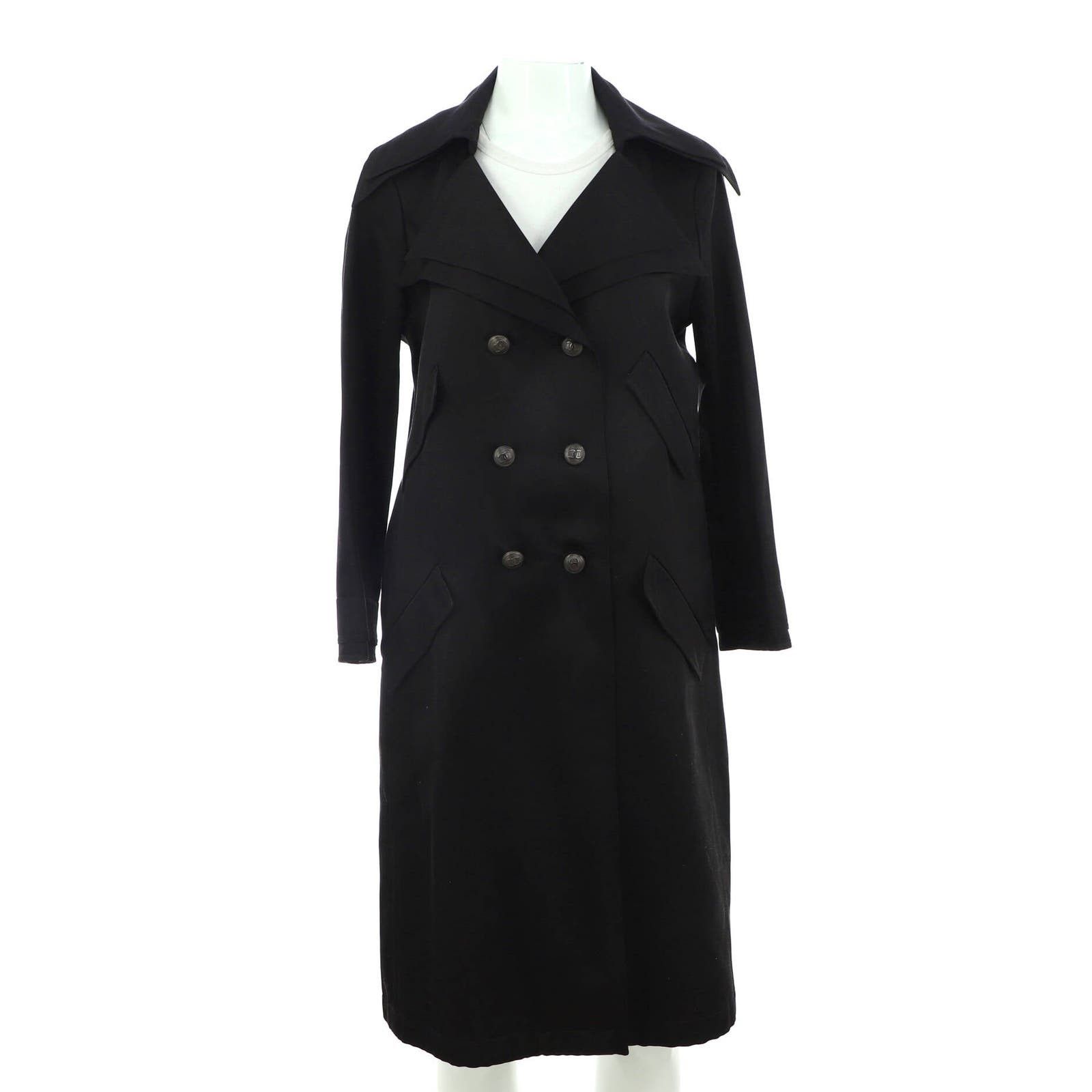 image of Chanel Women's Double Breasted Trench Coat Silk None in Black (Size Large)