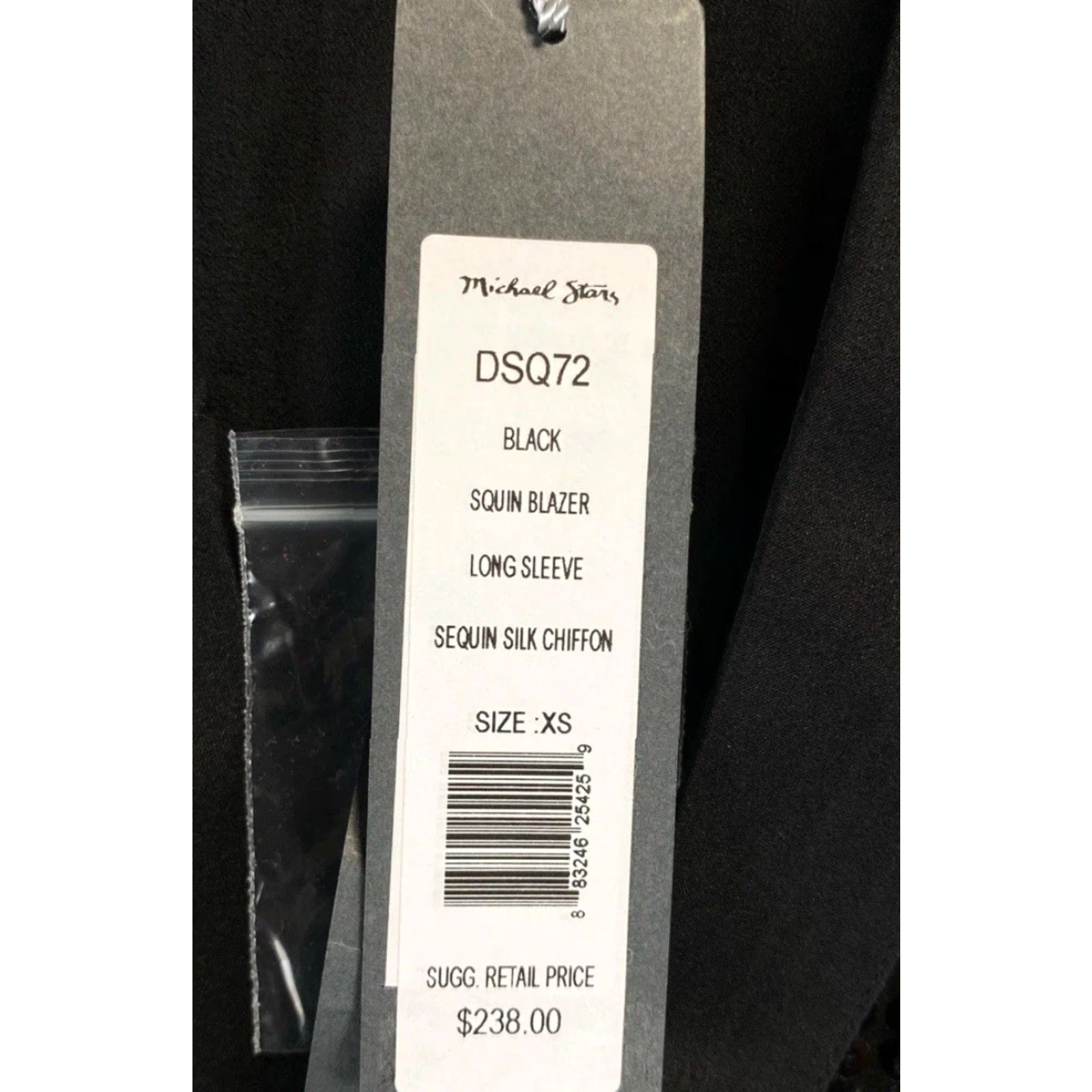 Michael Stars Michael Stars Black Silk Sequin Chiffon Blazer XS Long Sleeve Shawl Lapel One-Button Pockets Women's Modern Classic Jacket Size XS / US 0-2 / IT 36-38 - 4 Thumbnail