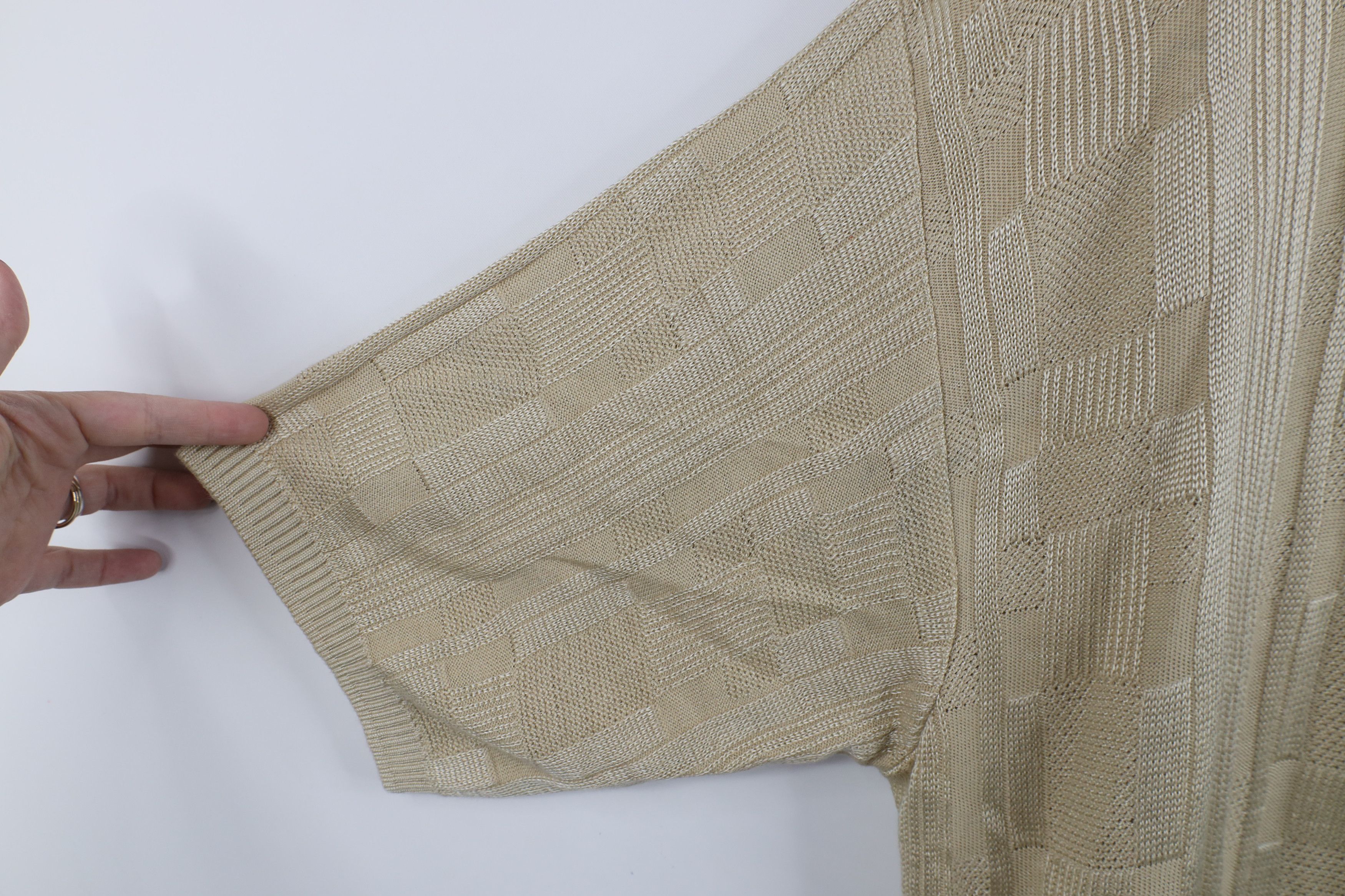 Vintage Vintage 90s Streetwear Knit Short Sleeve Sweater Gold USA Size US XXL / EU 58 / 5 - 6 Thumbnail