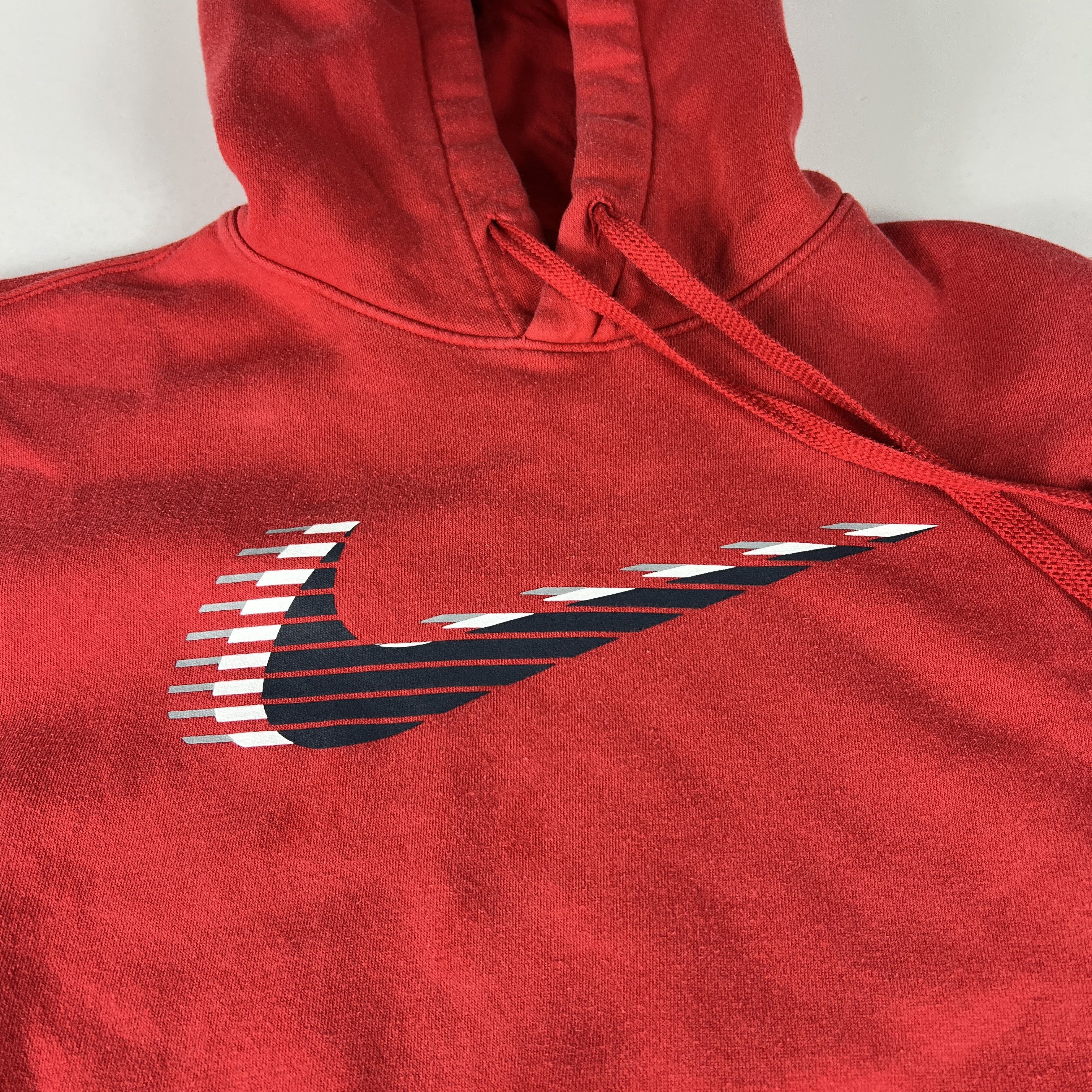 Nike Nike Sweatshirt Red Faded Check Chest Swoosh Logo Hoodie Size US L / EU 52-54 / 3 - 8 Thumbnail