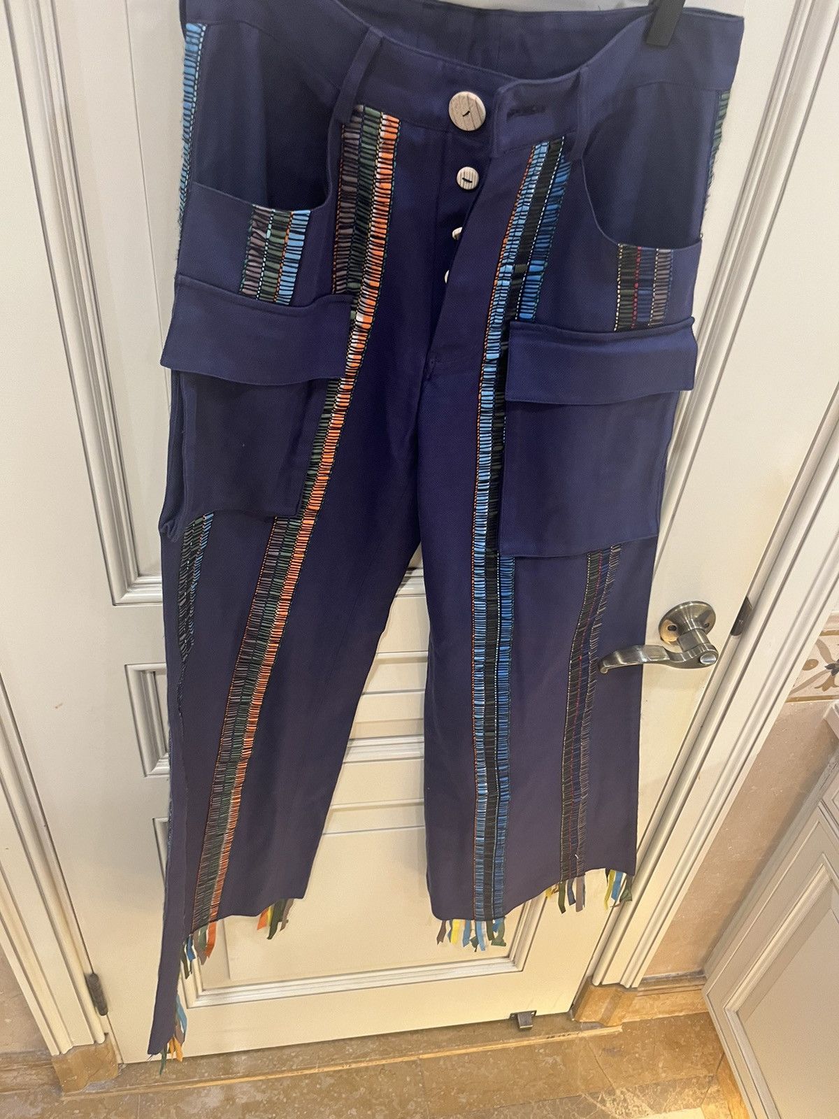 Bethany Williams wide legged flared cargo pamts with ribbons sizeS Size US 28 / EU 44 - 14 Thumbnail