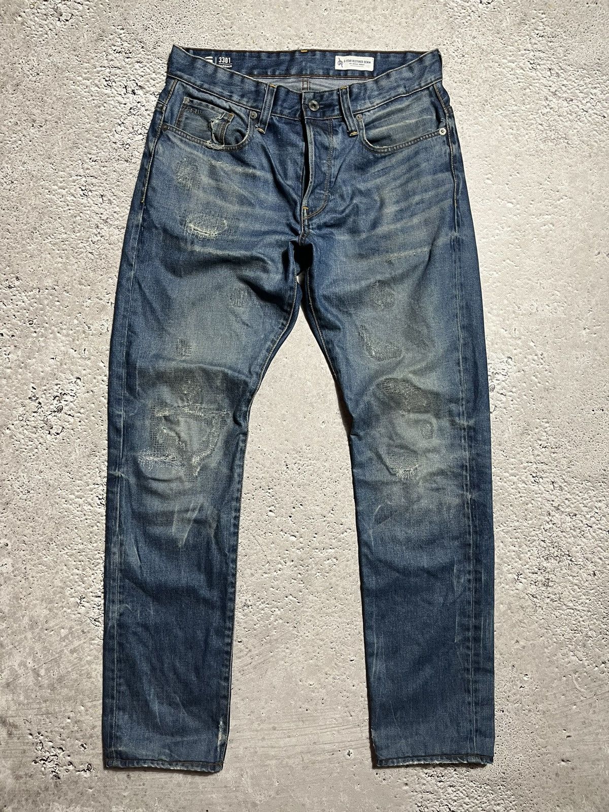 G-Star × Japanese Brand G Star Distressed Restored Denim Jeans Pants Size US 31 - 1 Thumbnail