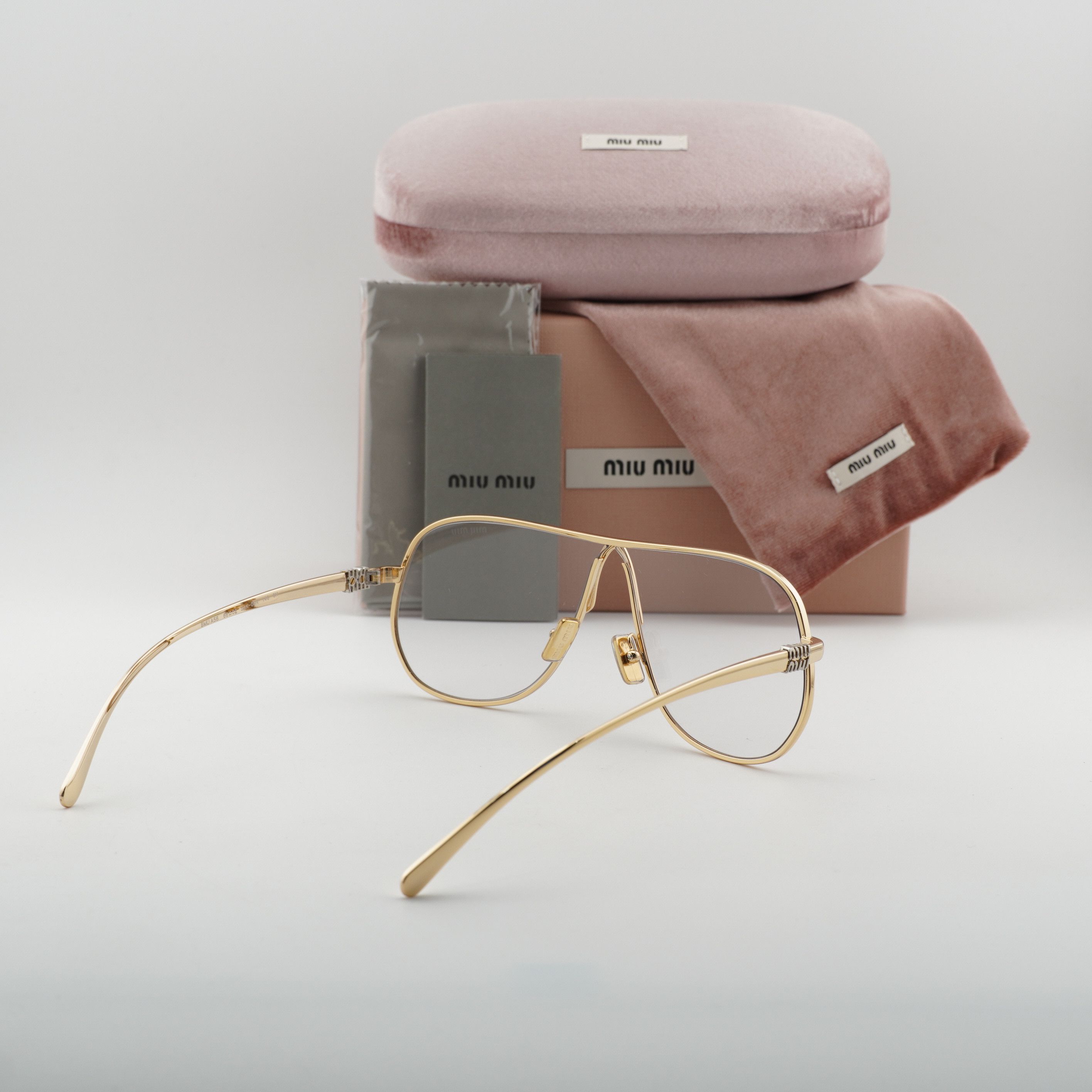 Miu Miu Miu Miu MUA56S 5AK08N Sunglasses Gold Geometric Frame Size ONE SIZE - 10 Thumbnail