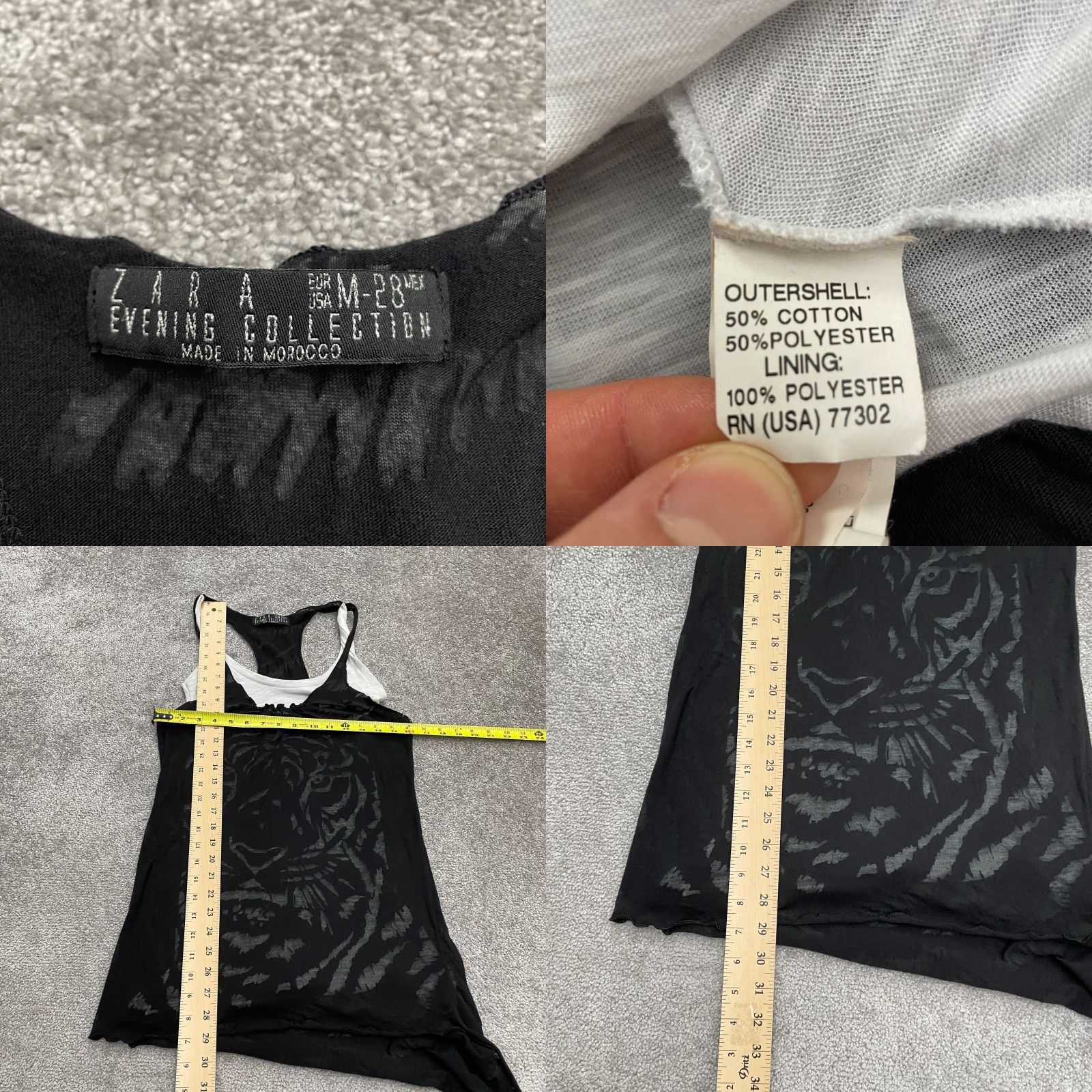 Zara Zara Tank Womens Medium Black White Racerback Casual Lion Size M / US 6-8 / IT 42-44 - 8 Thumbnail