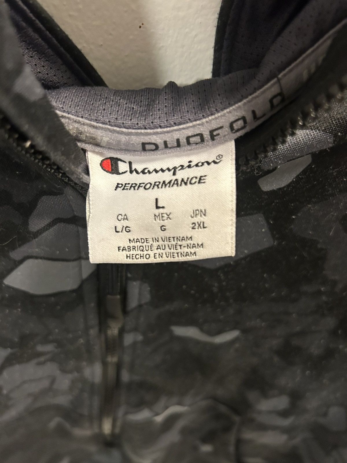 Champion Black and Grey Camo Champion Duofold Dry Fit Zip Up Size US L / EU 52-54 / 3 - 3 Thumbnail