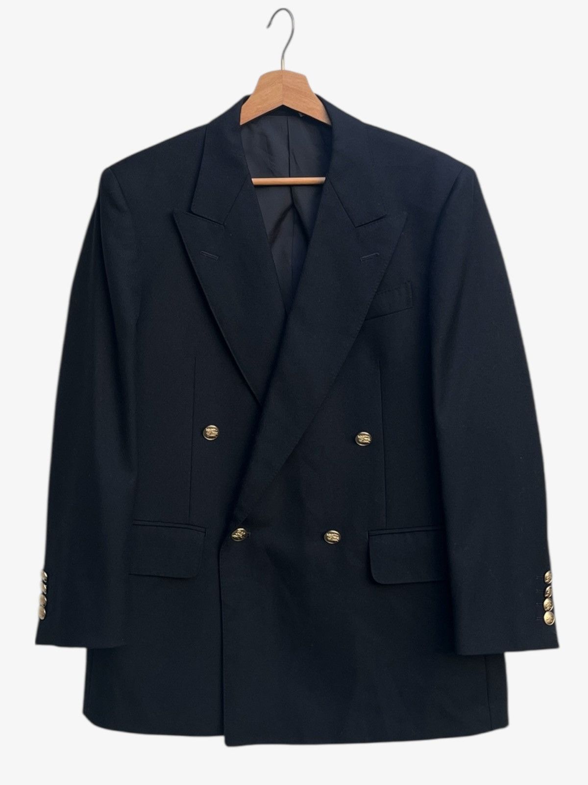 Burberry Burberrys Navy Double Breasted Tasmania Wool Golden Buttons Size US S / EU 44-46 / 1 - 1 Thumbnail