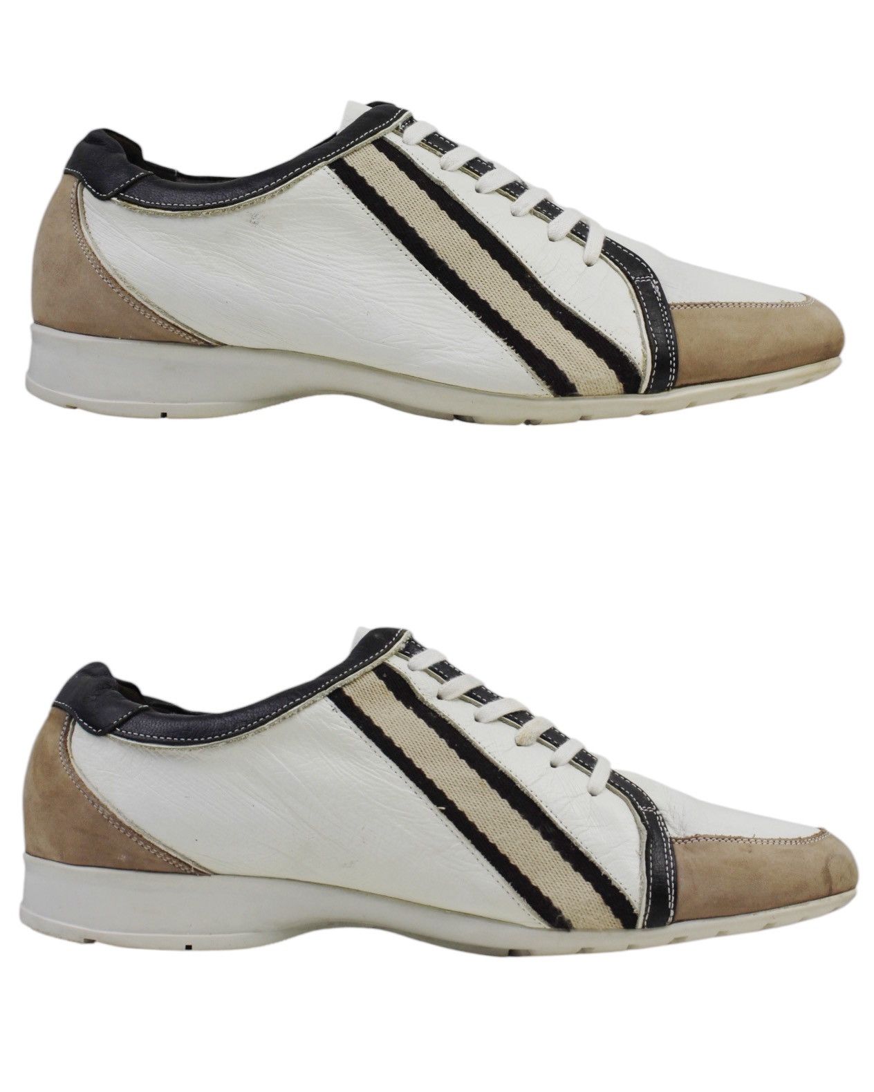 2000S RENOMA HOMME PARIS LEATHER PANELS STRIPE SNEAKERS
