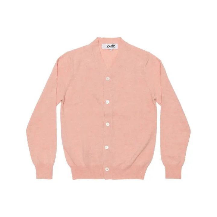 Comme des Garçons Play Pink V-Neck Long Sleeve Sweater 0079