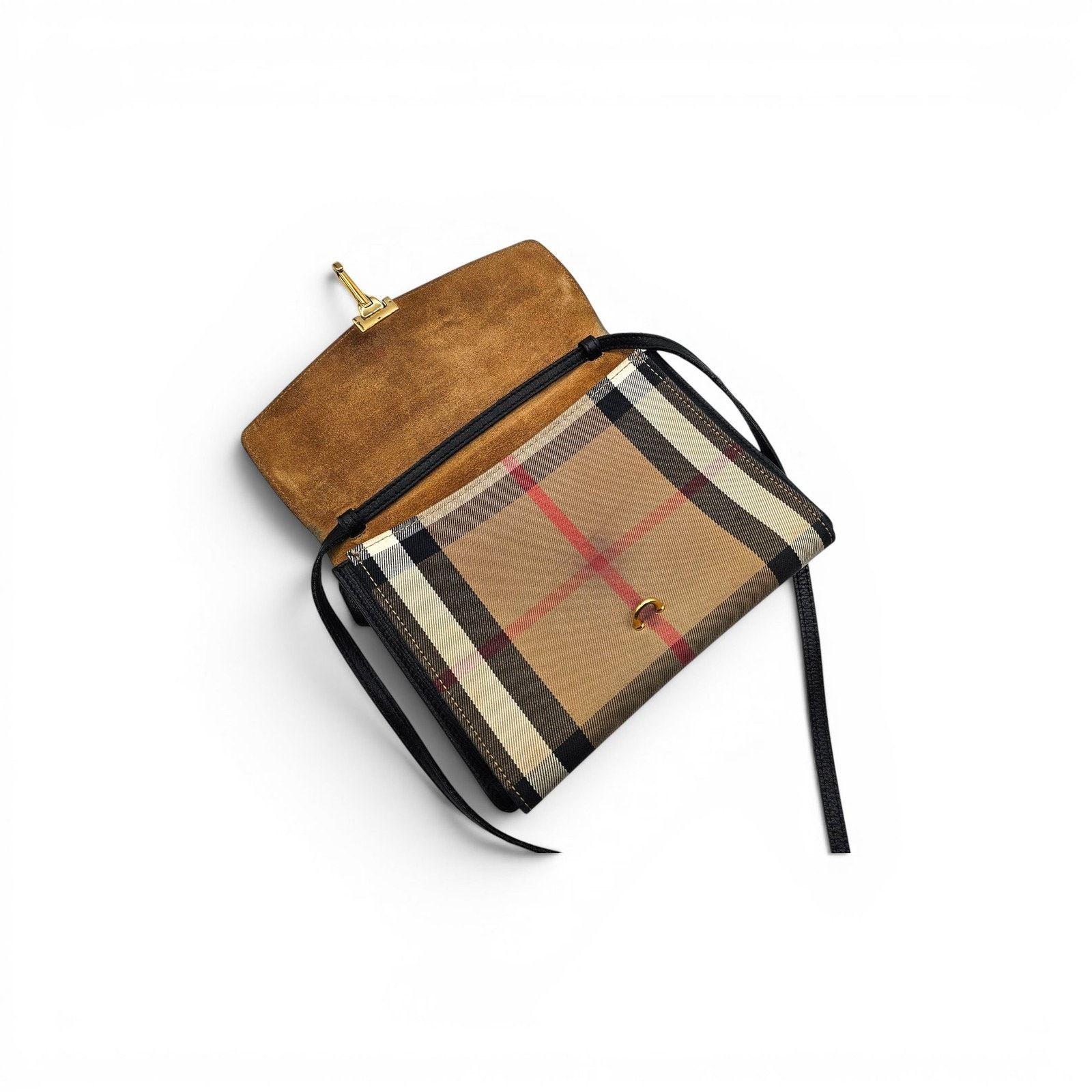 Burberry Small Macken House Check Leather Crossbody Bag in Black Size ONE SIZE - 4 Thumbnail