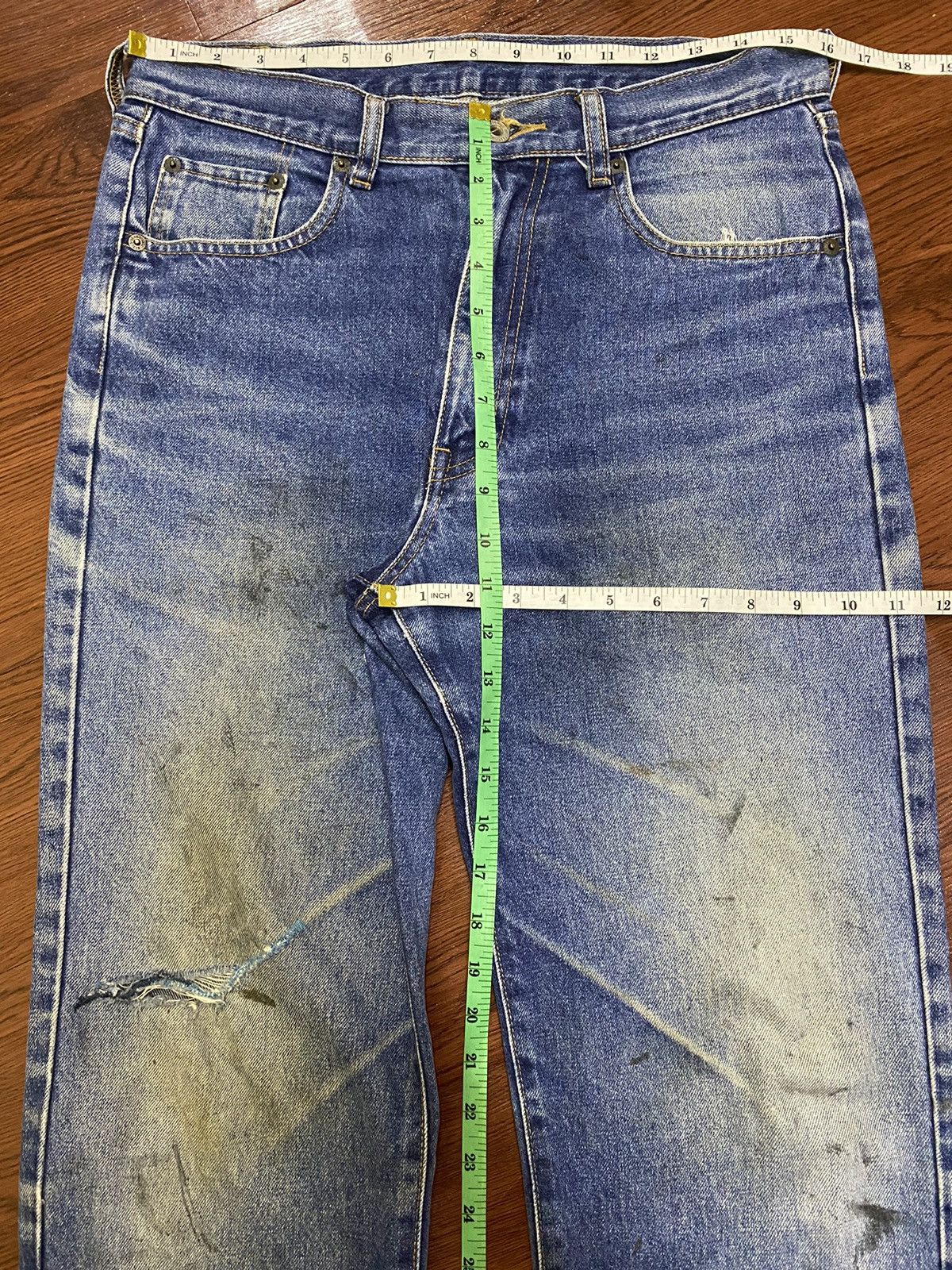 Warehouse Vintage Unique Clothing Blue Wash Distressed Loose Jeans Size US 32 / EU 48 - 13 Thumbnail