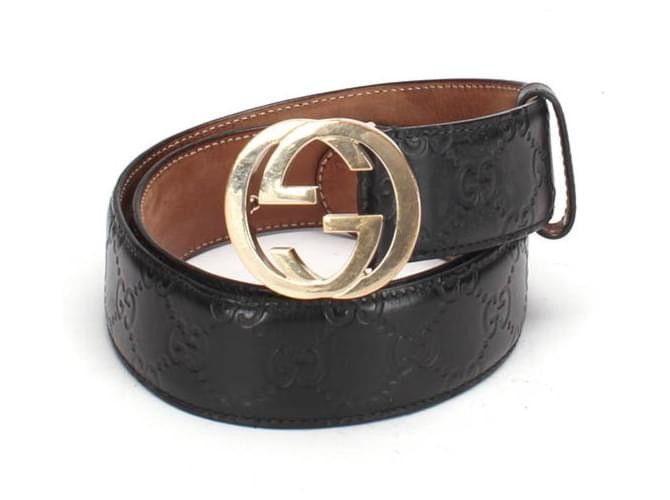 Gucci Gucci gg supreme leather belt embossed logo gold buckle Size 32 - 1 Thumbnail