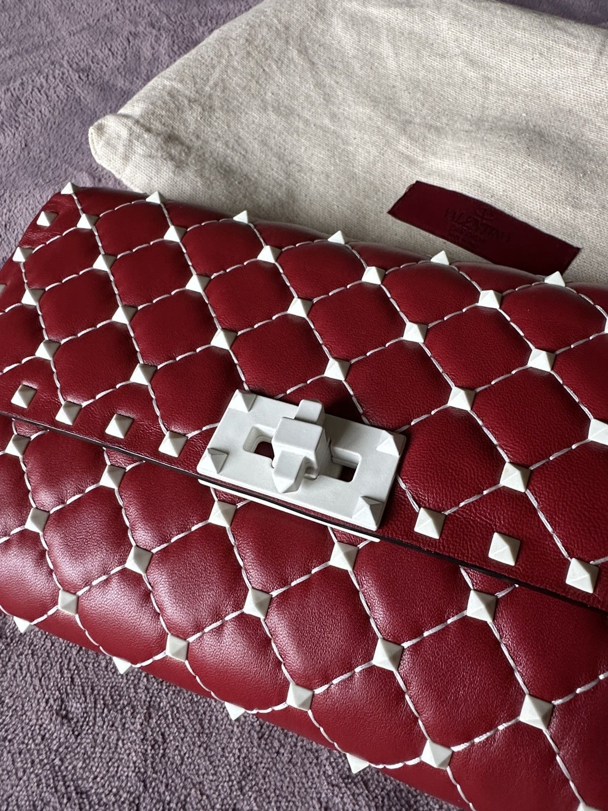 Valentino NEW Valentino Garavani Red Rockstud Spike Nappa Crossbody Size ONE SIZE - 4 Thumbnail