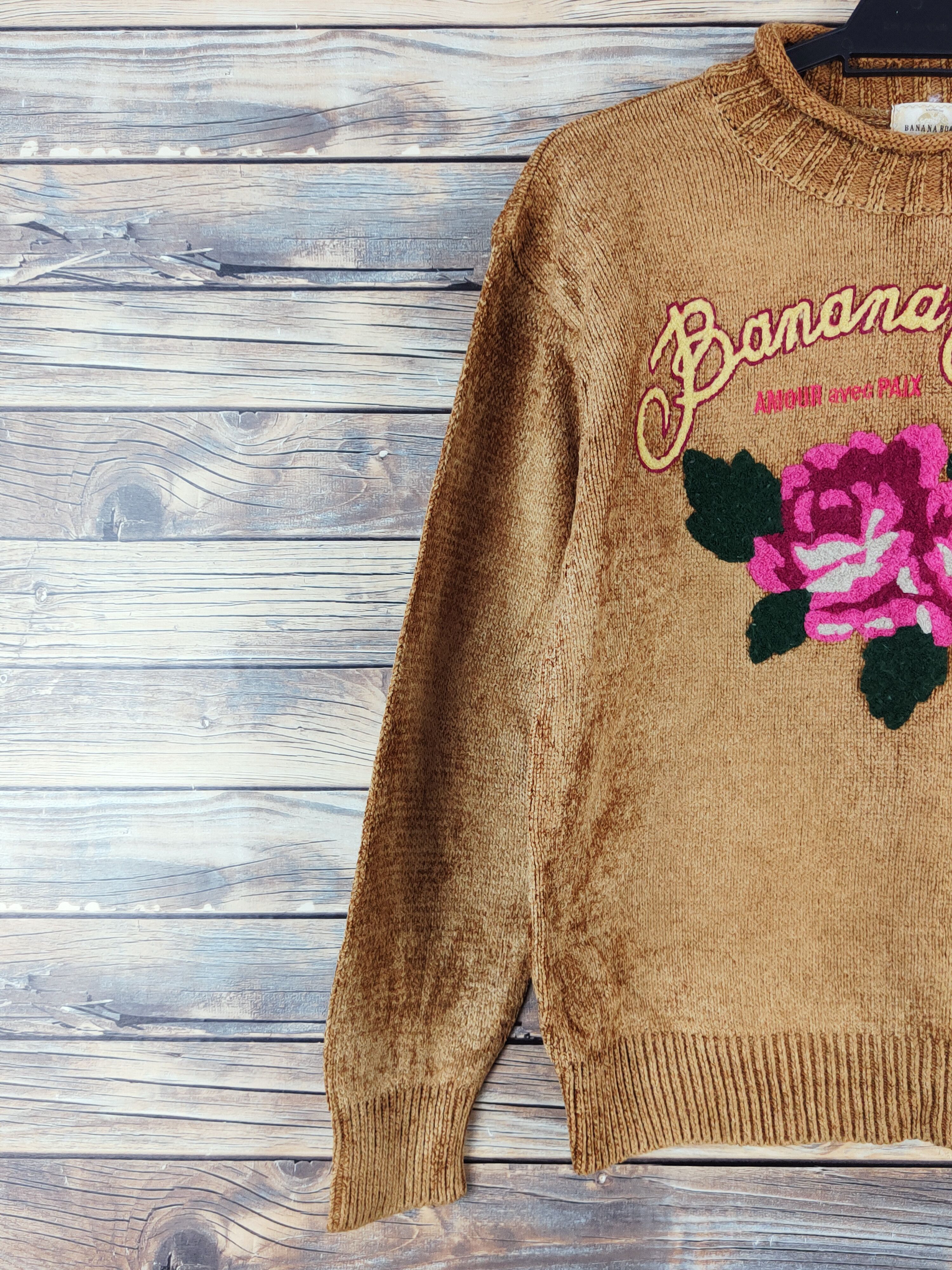 Homespun Knitwear × Japanese Brand × Vintage Banana Boat Brown Flower Knitwear Sweatshirts #W999 Size M / US 6-8 / IT 42-44 - 4 Thumbnail