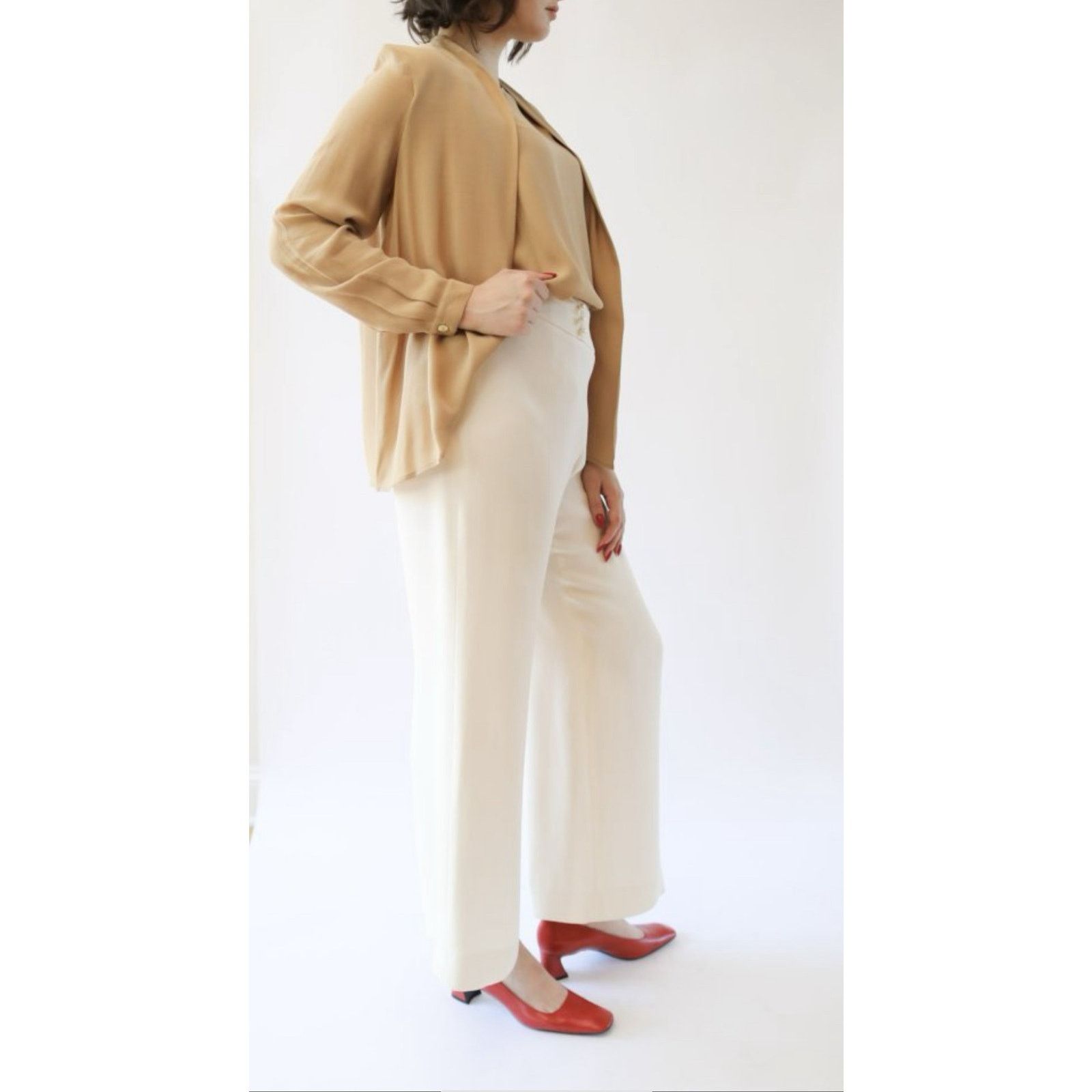 Emporio Armani Emporio Armani Nude Silk Blouse - Size 44 Size XL / US 12-14 / IT 48-50 - 10 Thumbnail