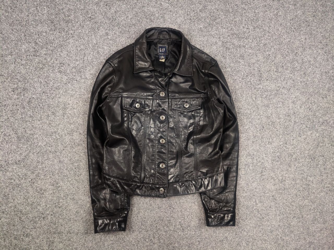 Gap Rare Gap Vintage 1999 Dyed Leather Trucker Rockstar Jacket Size M / US 6-8 / IT 42-44 - 2 Thumbnail
