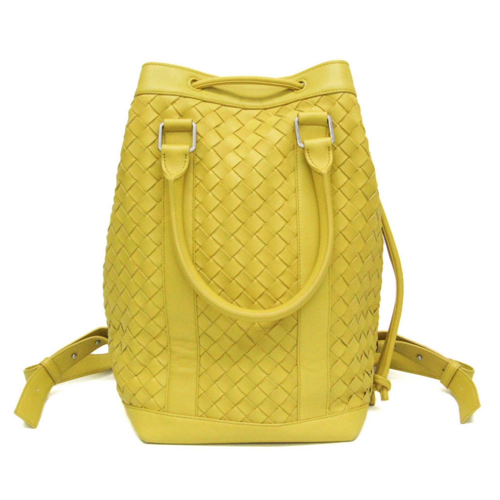 Bottega Veneta Intrecciato Yellow Leather Backpack Bag (Pre-Owned) Size ONE SIZE - 1 Thumbnail