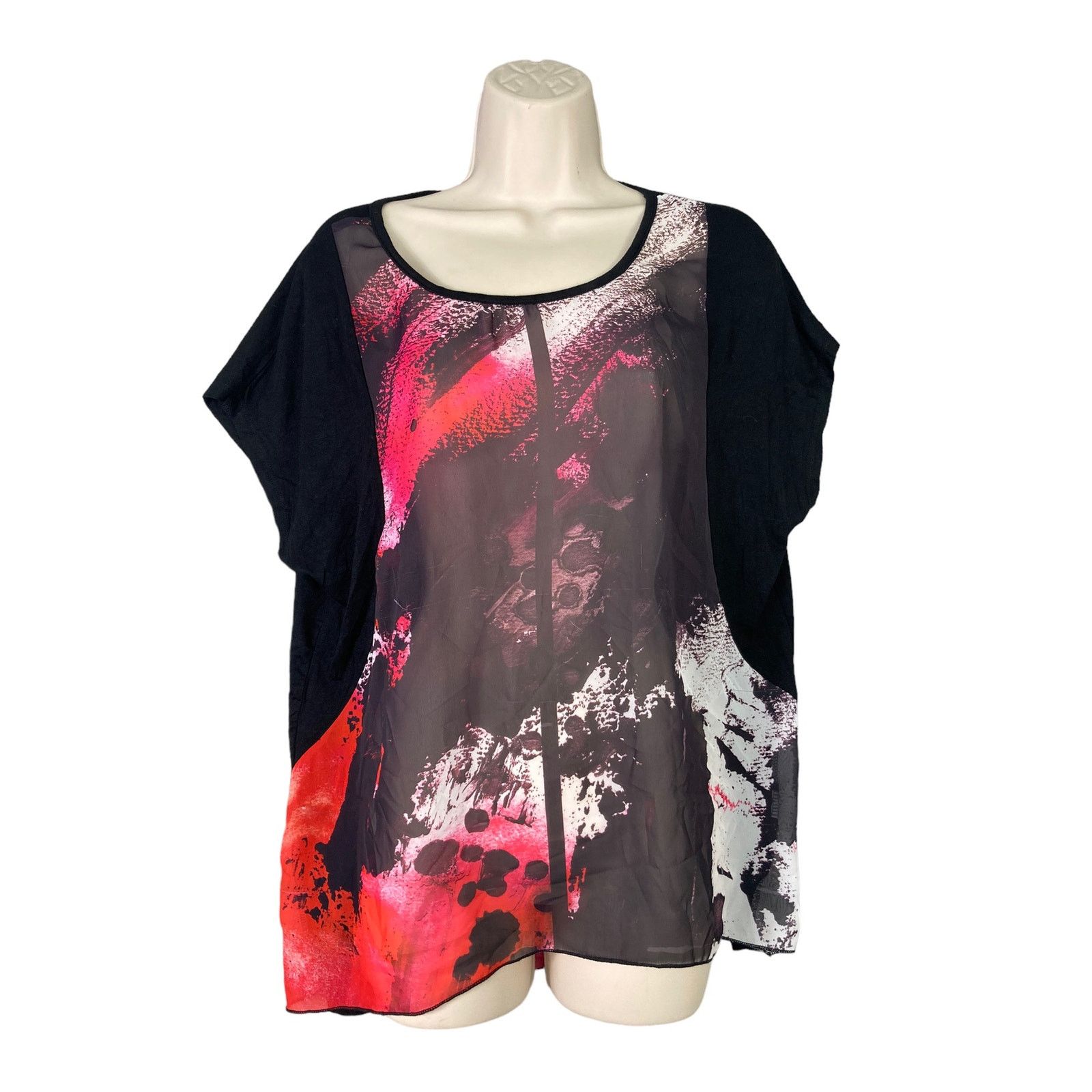 Other Vanilla Sugar Black Pink White Blouse XL Cap Sleeve Size XL / US 12-14 / IT 48-50 - 1 Thumbnail
