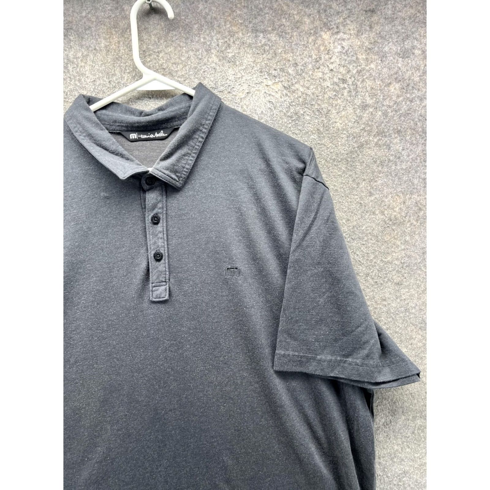 TravisMathew TravisMathew Polo Shirt Mens 2XL Gray Solid Logo Knit Casual Short Sleeve Size US XXL / EU 58 / 5 - 6 Thumbnail